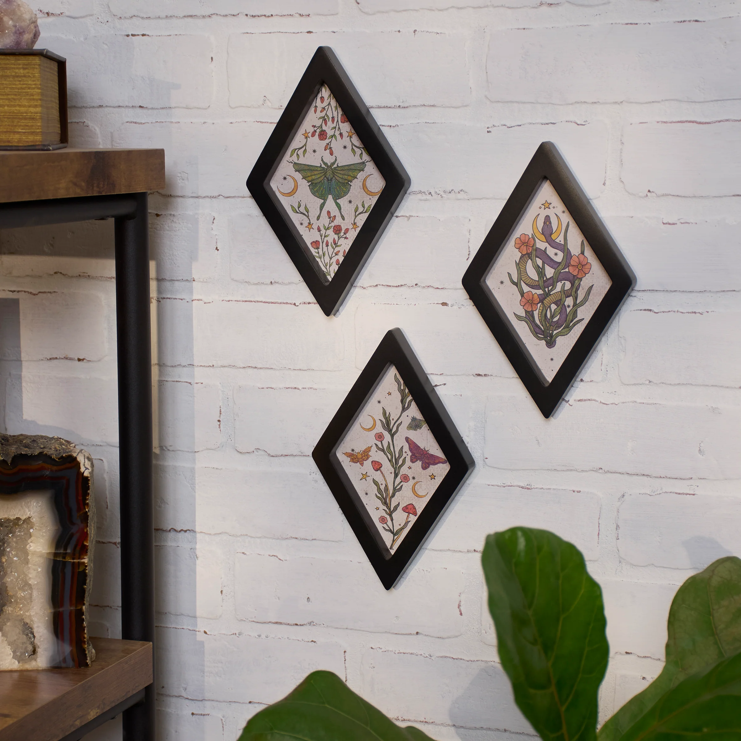 Mystical Hanging Decor Set | Nature Inspired Wood Wall Art Set of 3 - Image 2