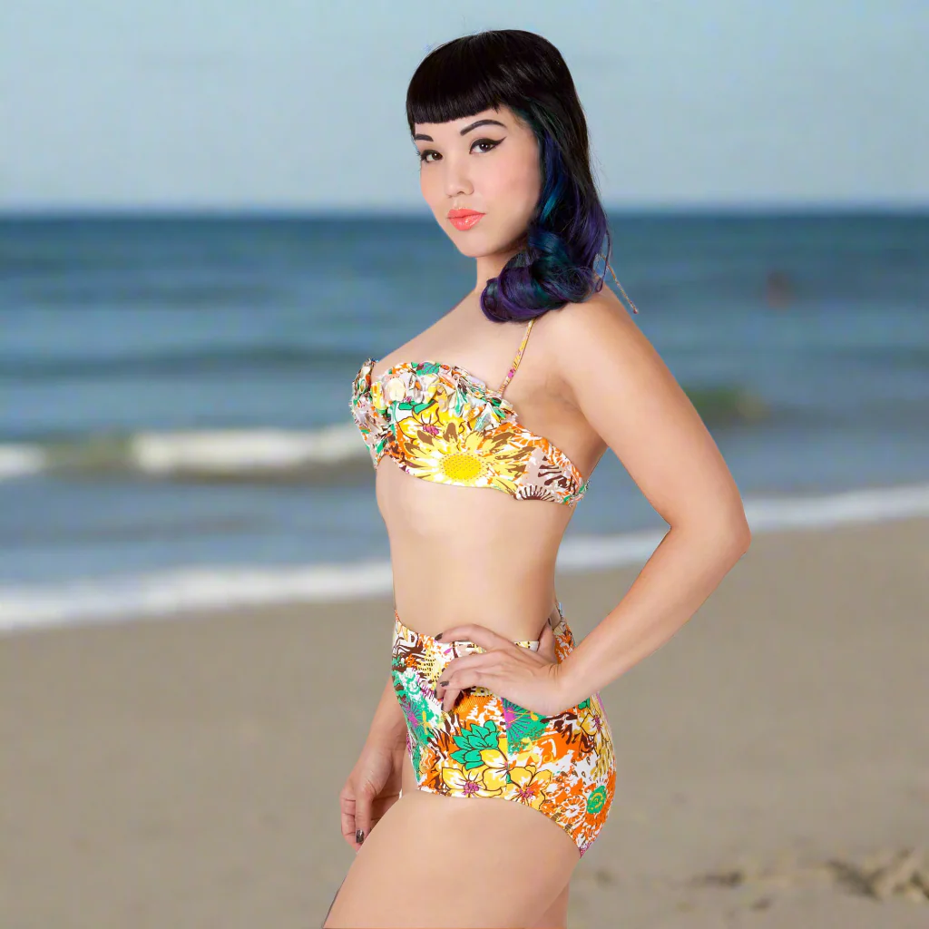 Pinup 1950s Natalia High-Waisted Bikini | Vintage Floral Two-Piece Swimwear [Sizes S-L Remaining] - Image 3