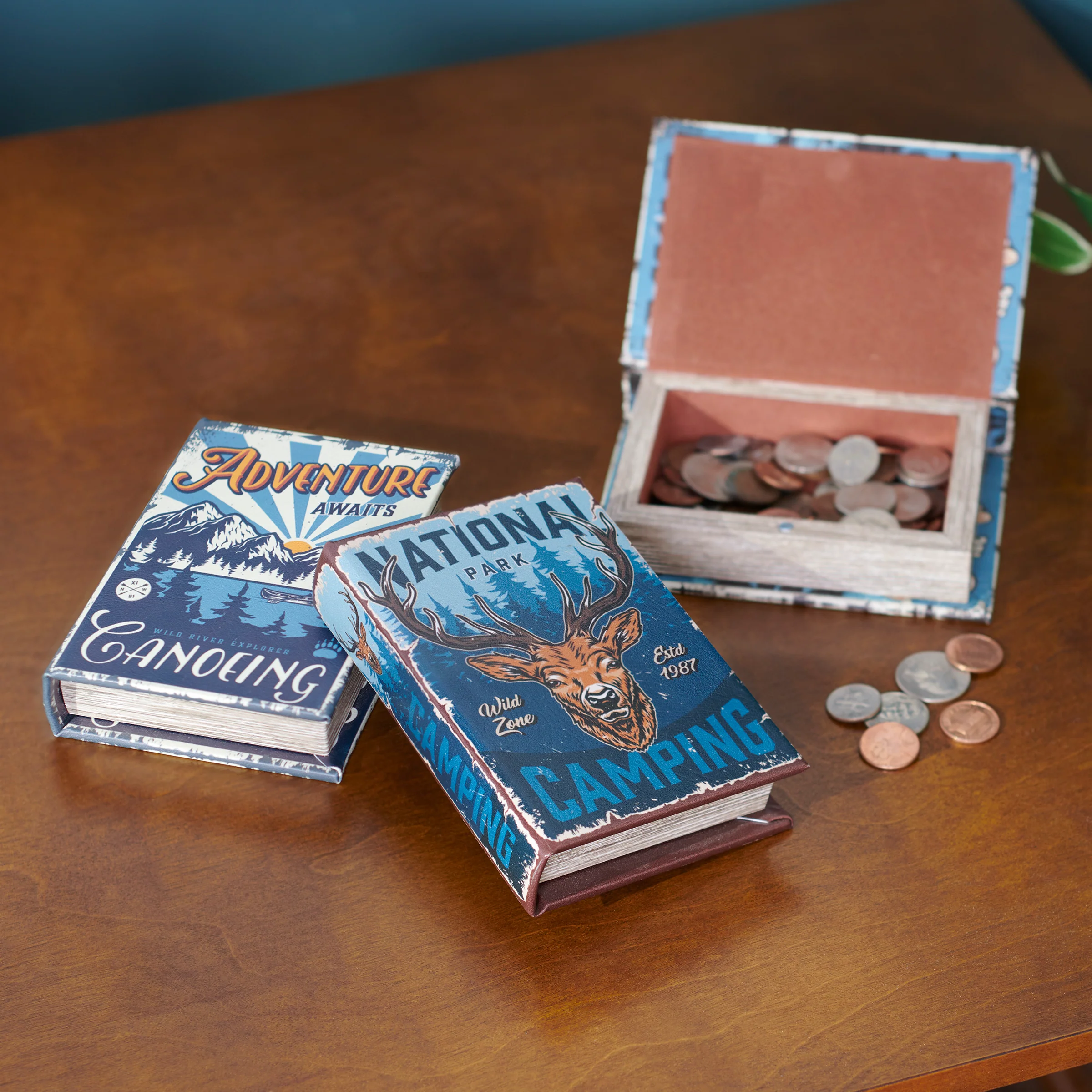 National Park Camping Book Box | Decorative Vintage Book Shaped Storage Stash Trinket Boxes - Image 2