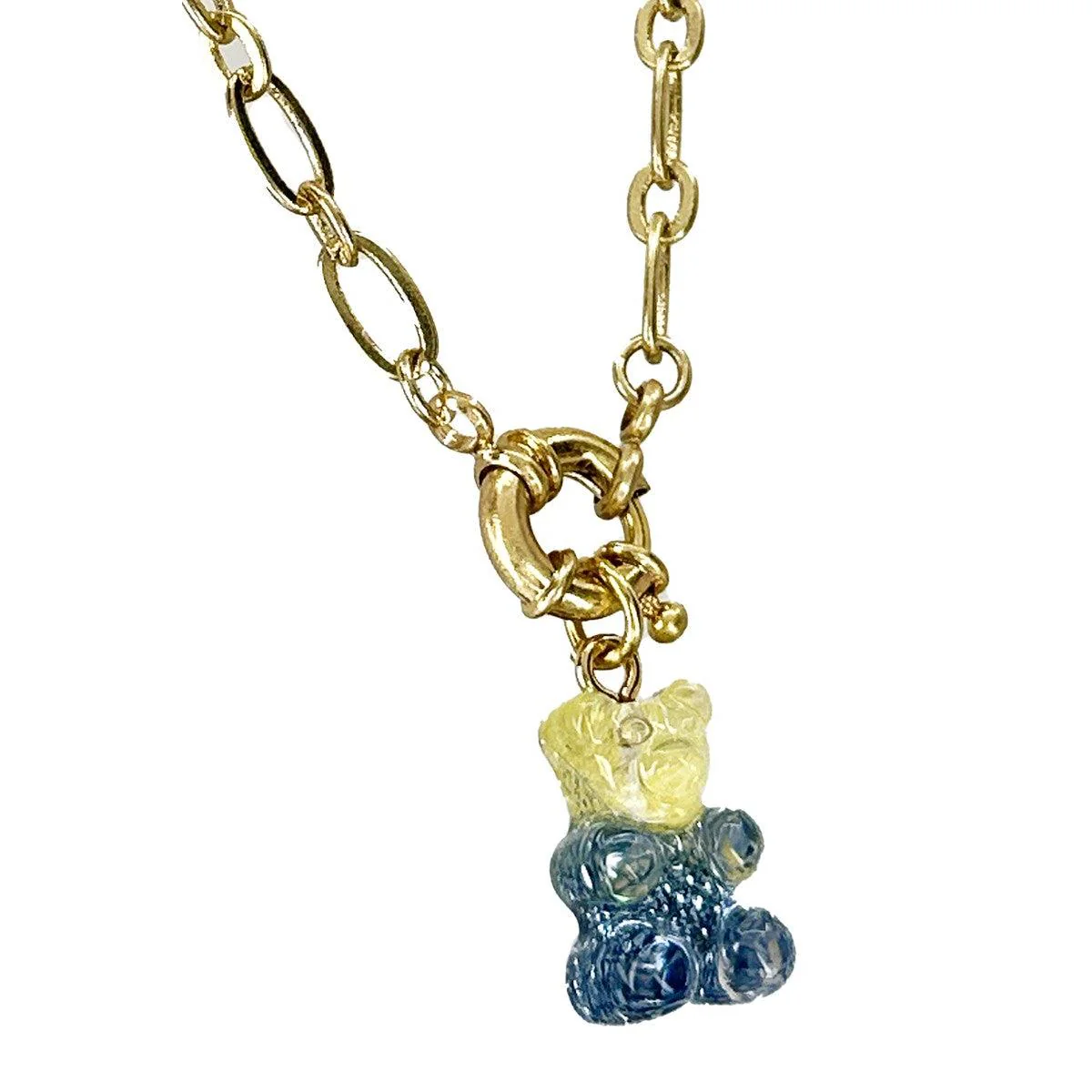 Gradient Gummy Bear Necklace on Gold Chain | Y2K Pink-Purple or Pink-Gold Candy Pendant - Image 13