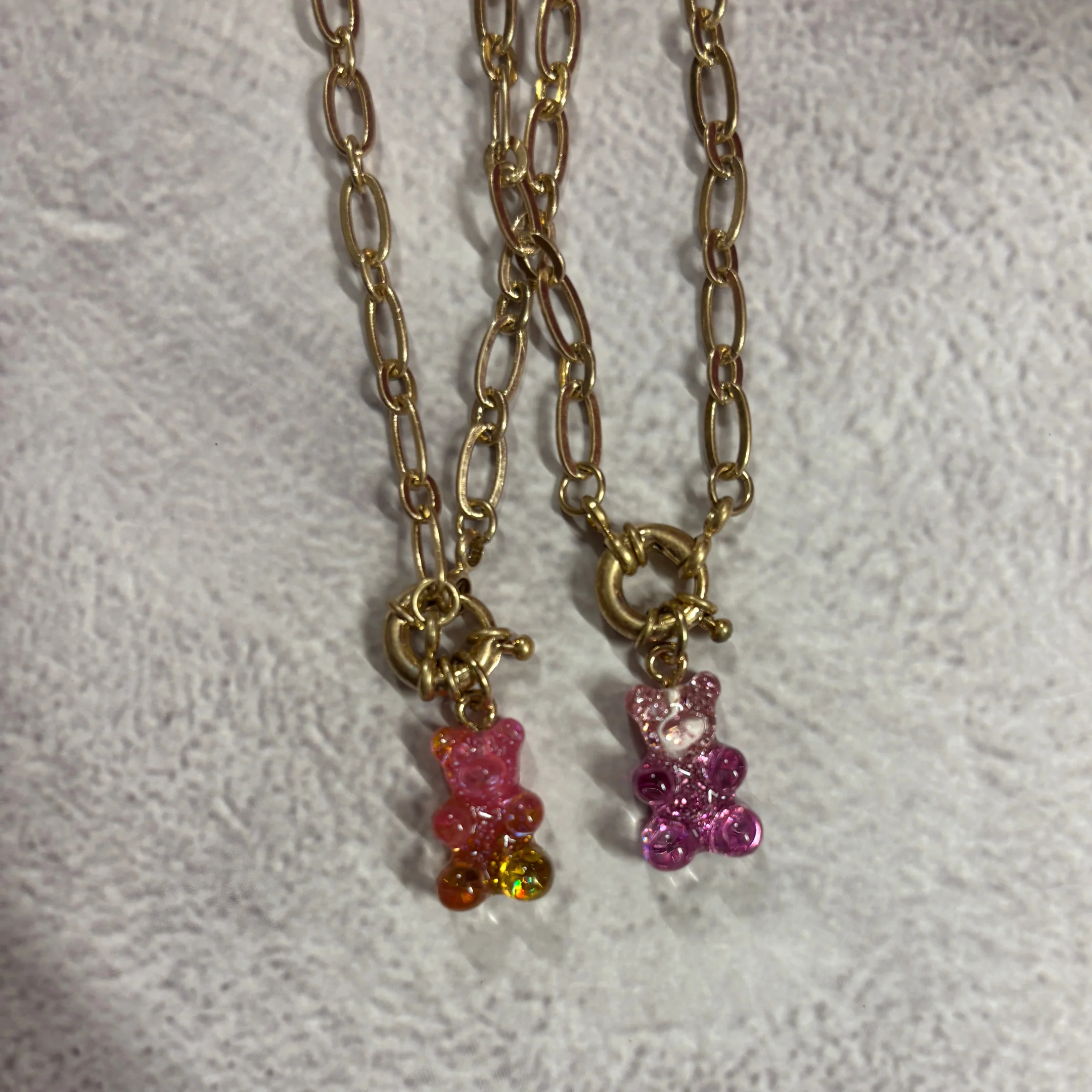 Gradient Gummy Bear Necklace on Gold Chain | Y2K Pink-Purple or Pink-Gold Candy Pendant - Image 24