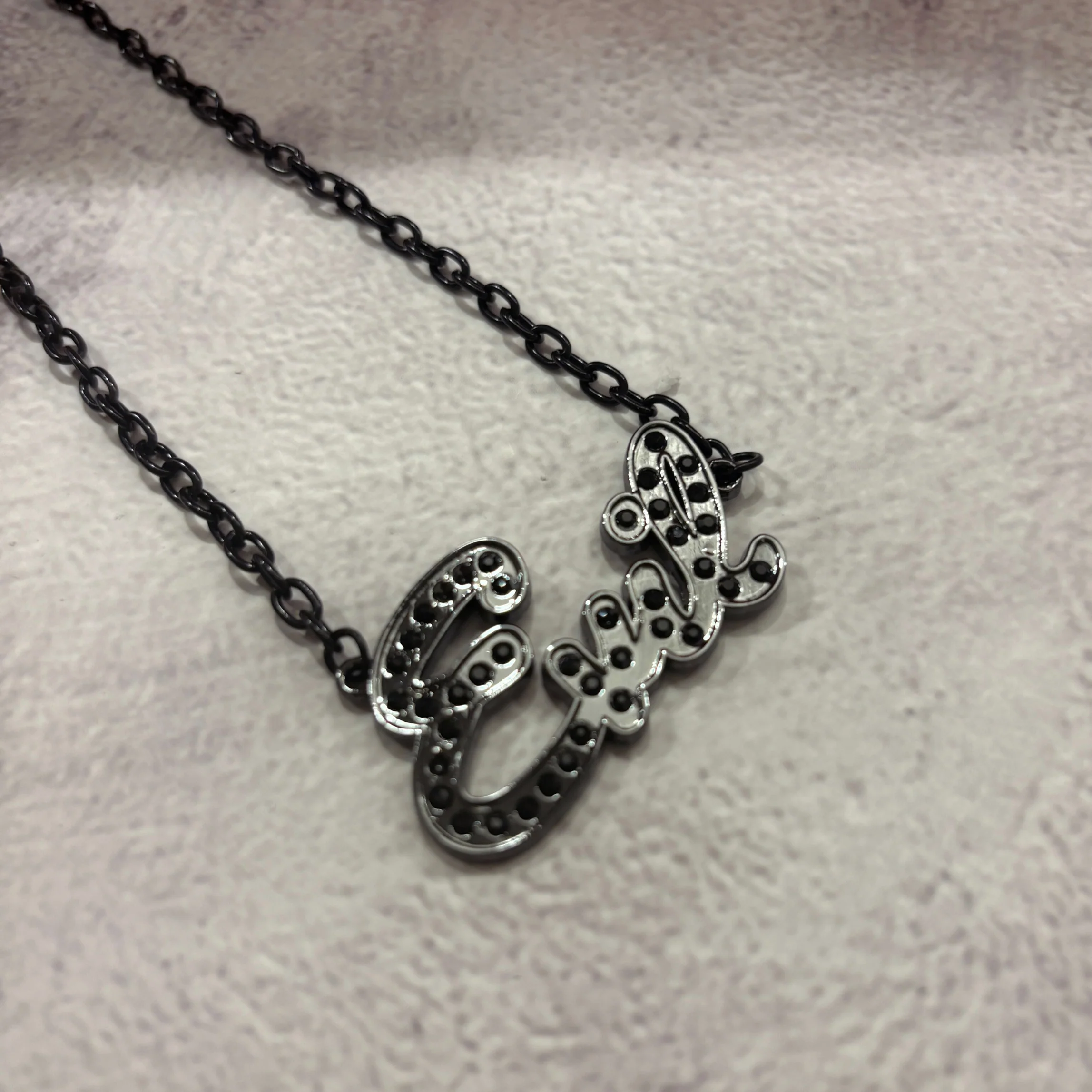 Sourpuss “Evil” Pendant Necklace with Black Rhinestones Gothic Statement Jewelry - Image 6