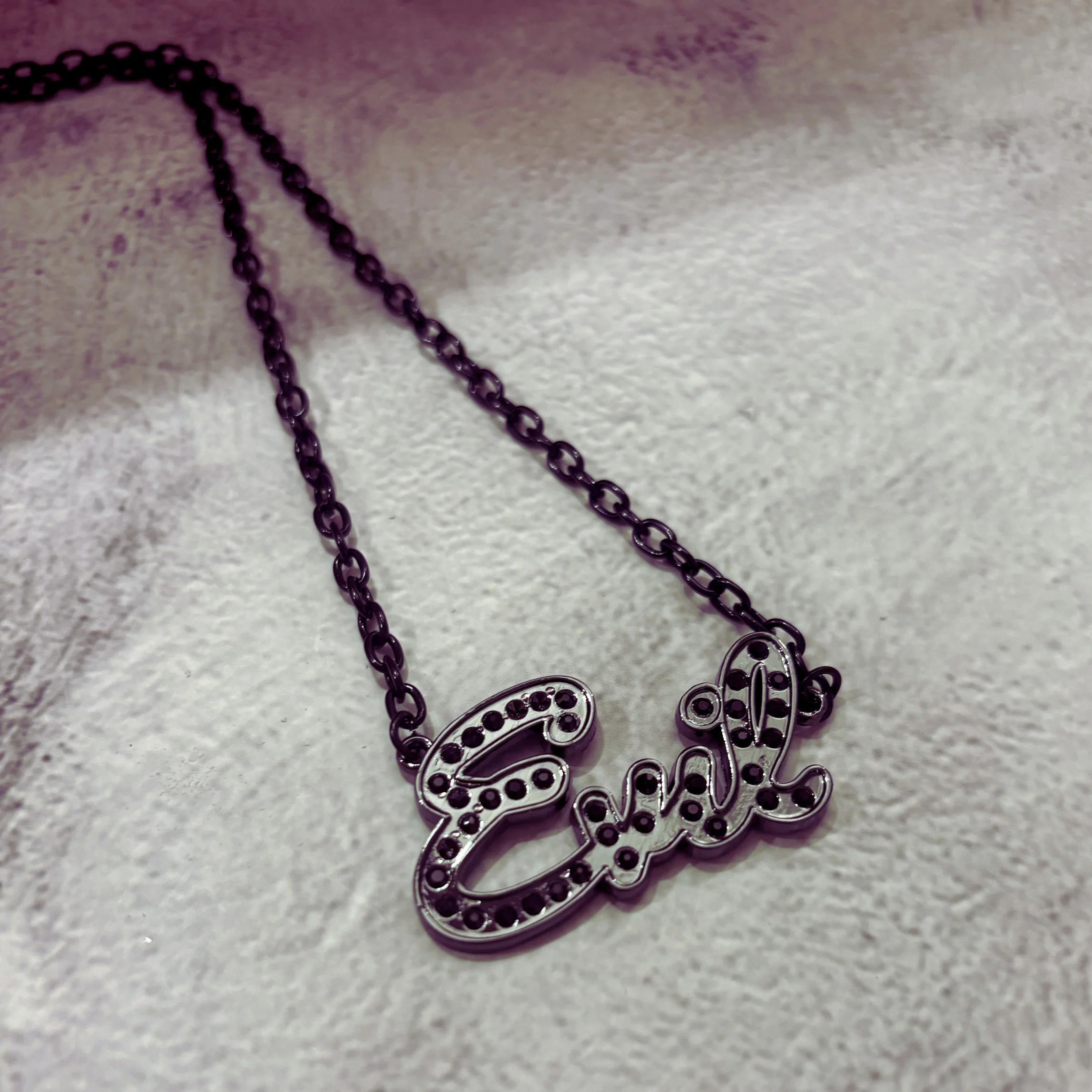 Sourpuss “Evil” Pendant Necklace with Black Rhinestones Gothic Statement Jewelry - Image 7