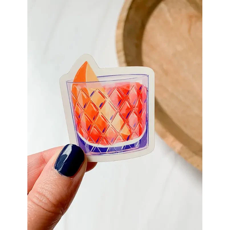 Negroni Cocktail Lowball Die Cut Sticker - Image 2