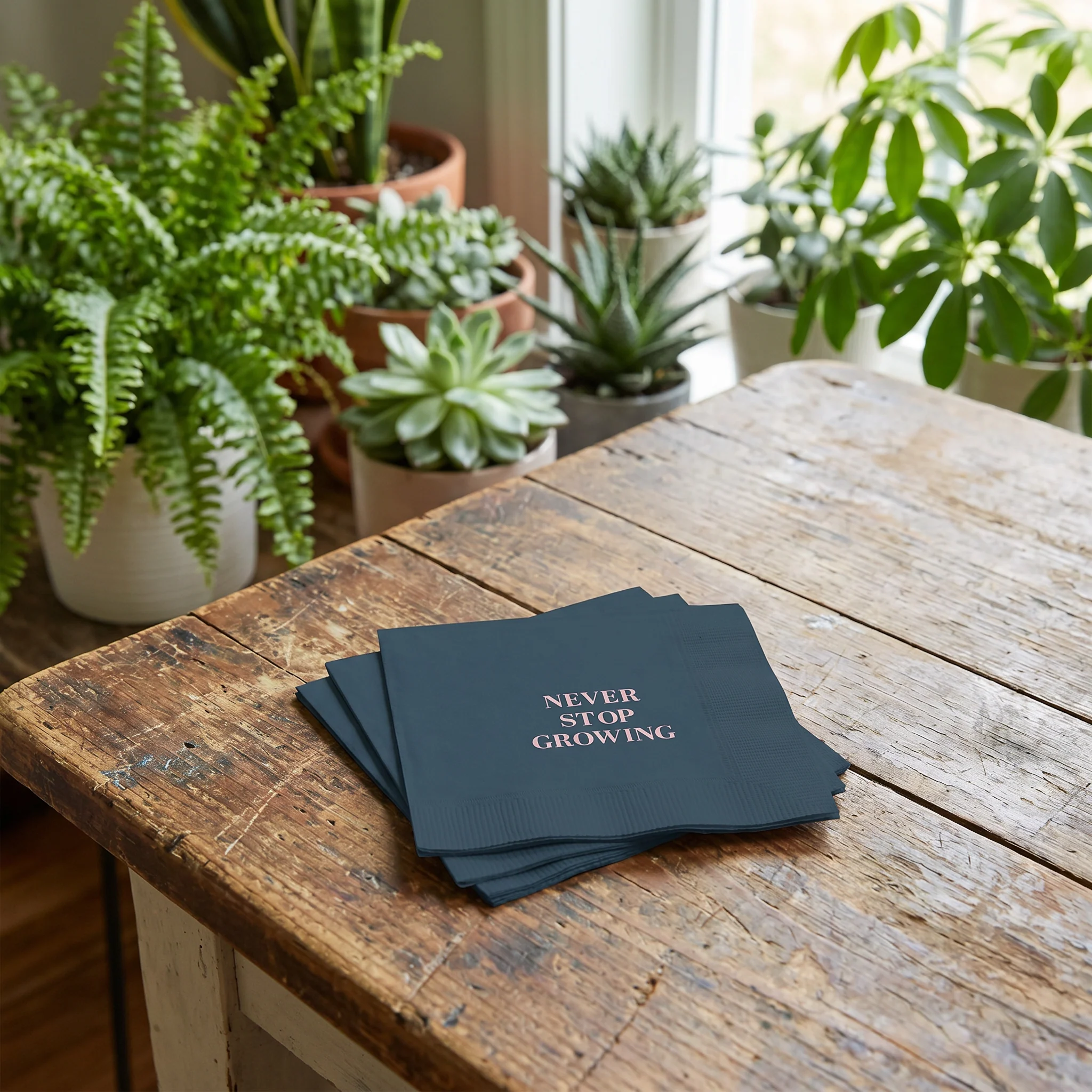 Never Stop Growing Party/Beverage/Cocktail Napkins | 5" Square - Image 4