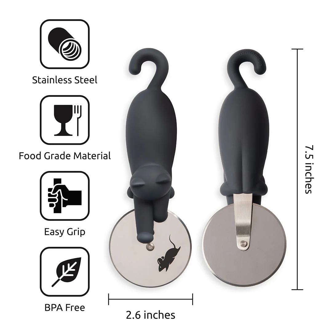 Kitty Cut Pizza Cutter Wheel | Black Cat Lovers Kitchen Utensils - Image 4