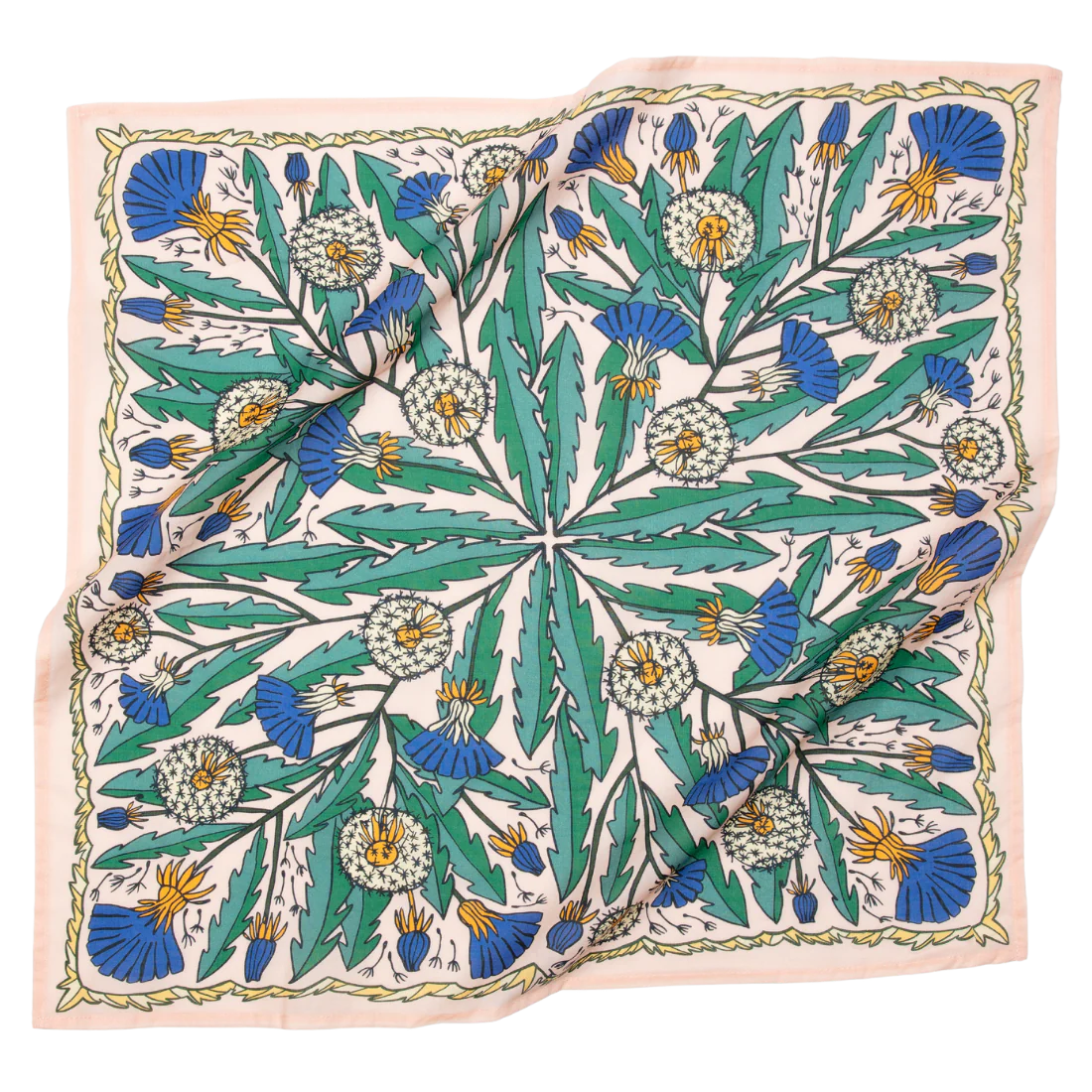 Dandy Bandana | Dandelions Flower Handmade in India | Premium Cotton Scarf | 22'' x 22''