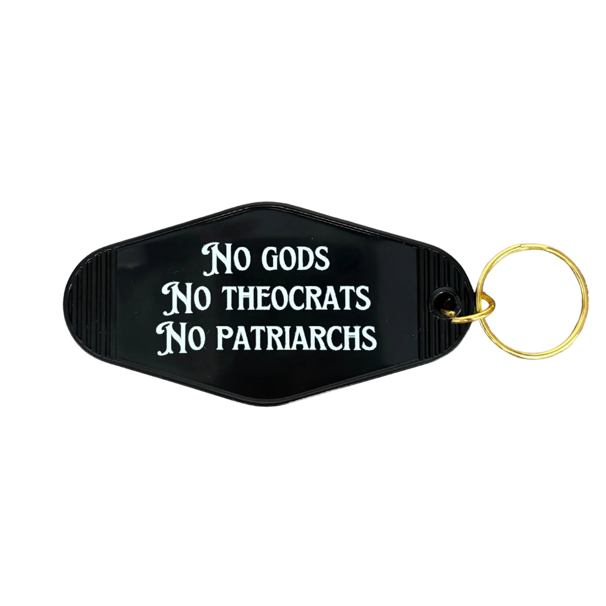 No Gods No Theocrats No Patriarchs Motel Style Keychain in Black - Image 4
