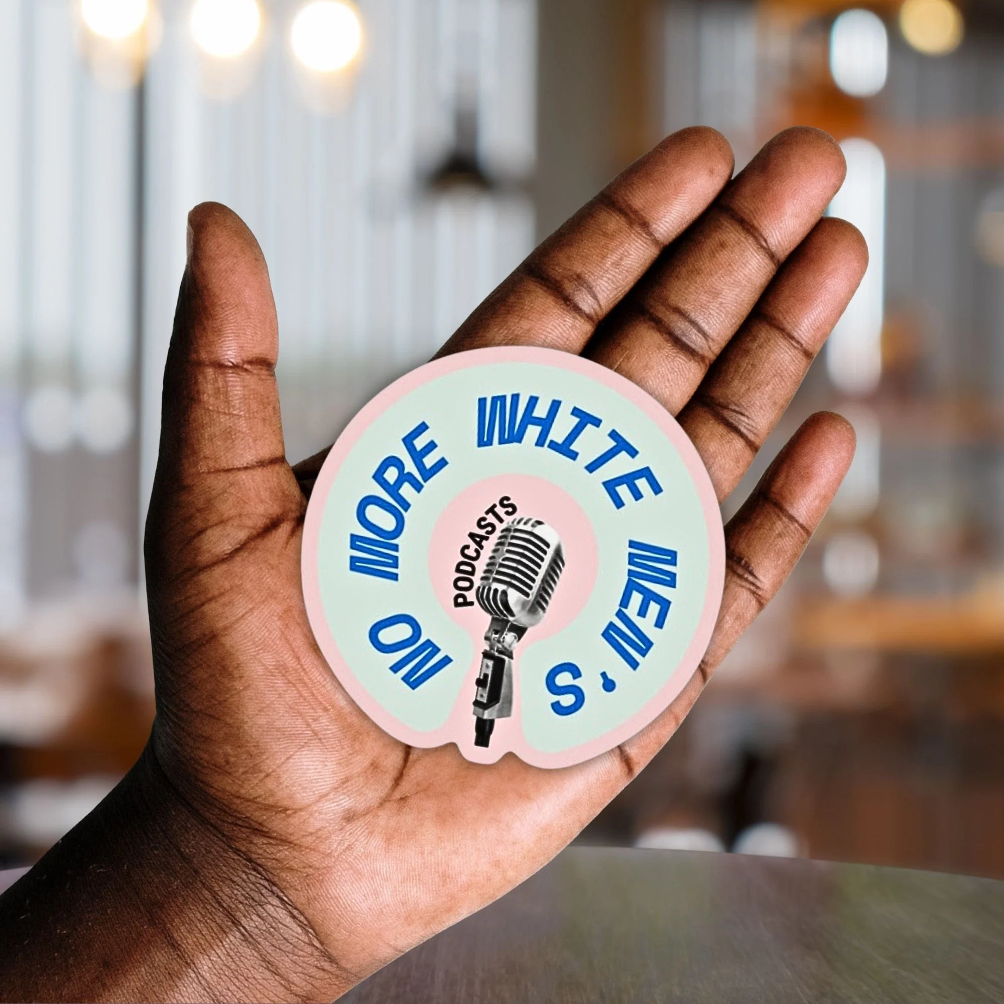 No More White Men's Podcasts Glossy Die Cut Vinyl Sticker 3in x 3in - Image 3