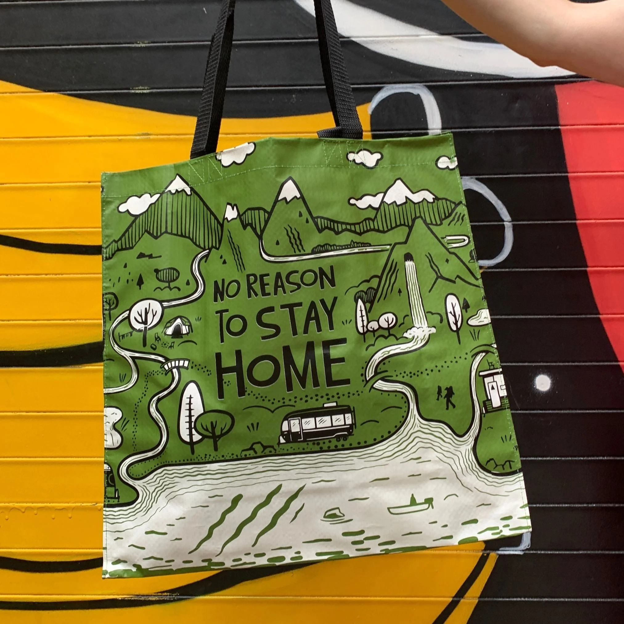 No Reason To Stay Home Market Tote Bag | Daily Shopping Storage Bag | 15.50" x 15.25" x 6" - Image 4