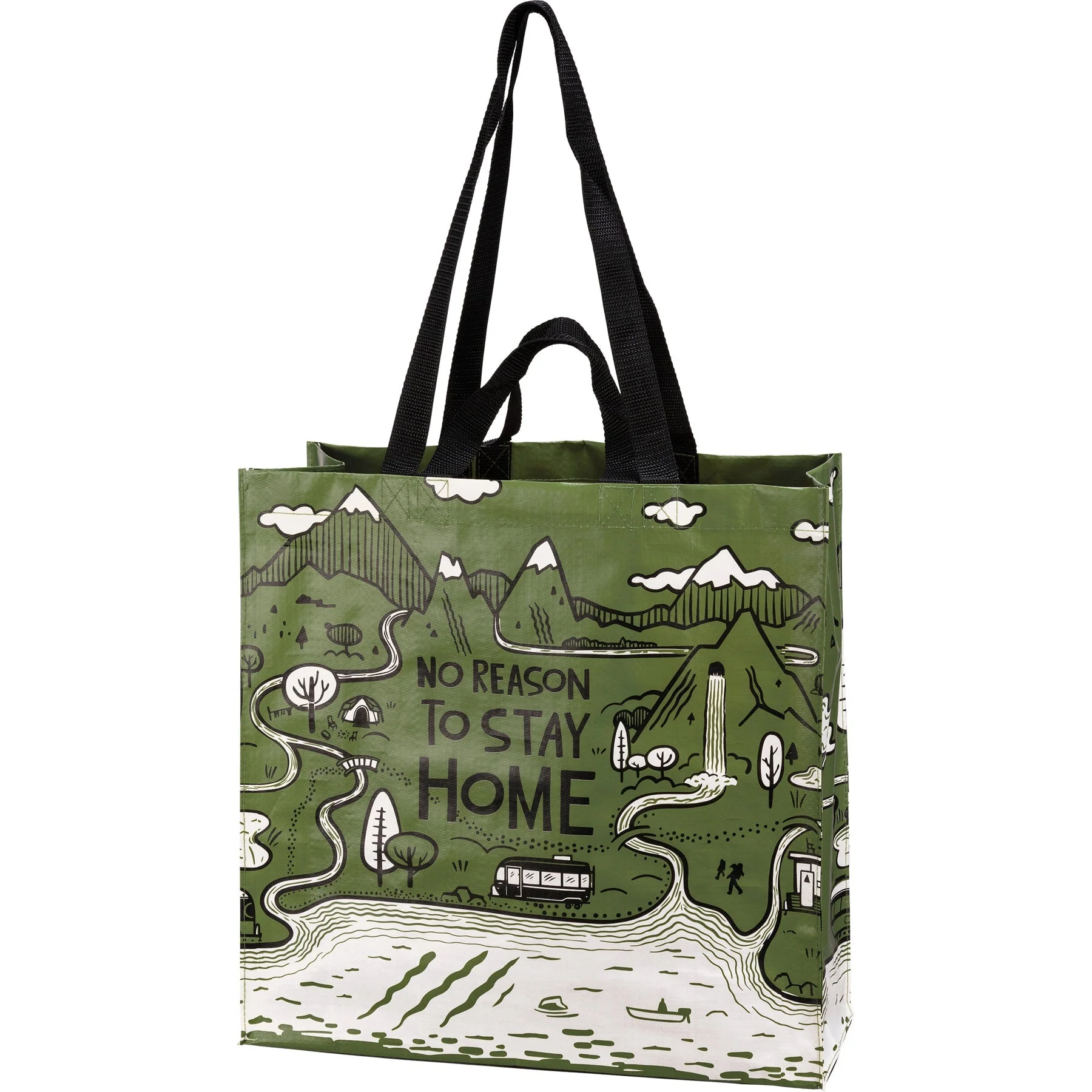 No Reason To Stay Home Market Tote Bag | Daily Shopping Storage Bag | 15.50" x 15.25" x 6" - Image 8