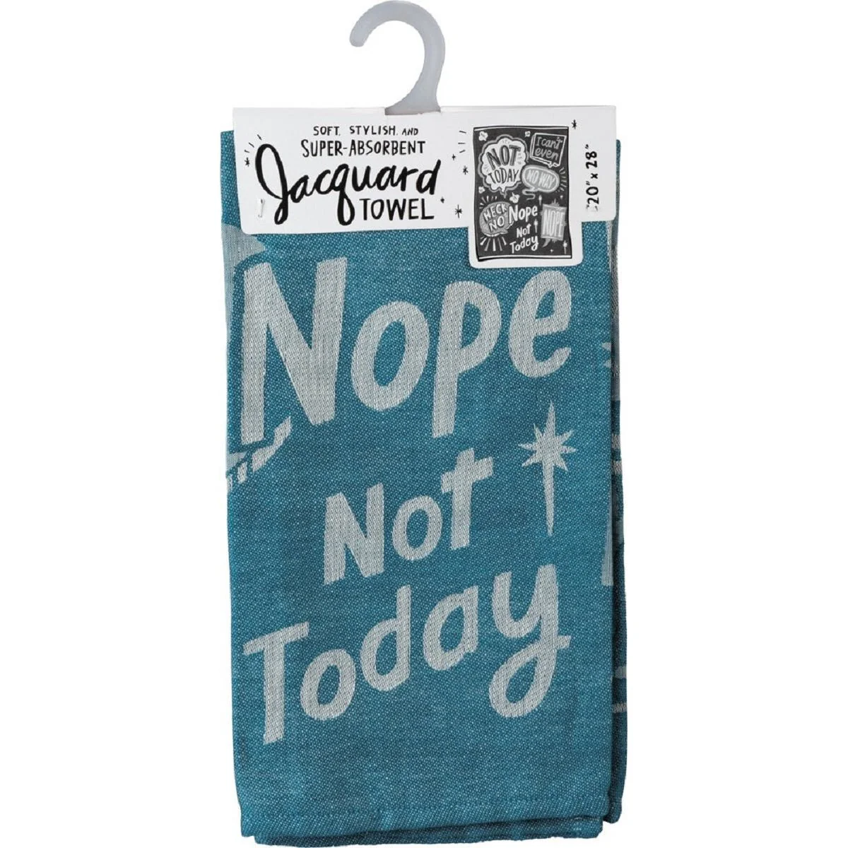 Nope Not Today Funny Dish Cloth Towel in Blue | Ultra Soft and Absorbent Jacquard | All-Over Design | Unfolds 20" x 28" | Gift for Her - Image 2