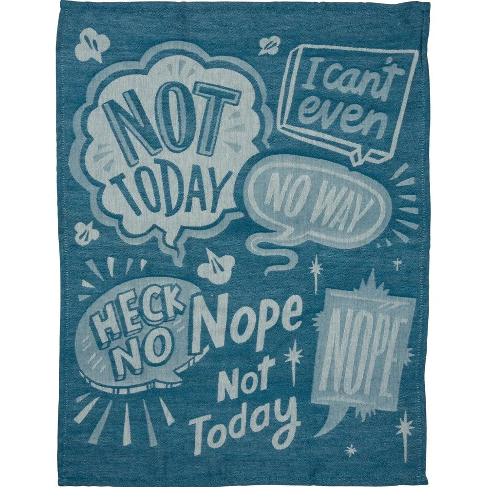 Nope Not Today Funny Dish Cloth Towel in Blue | Ultra Soft and Absorbent Jacquard | All-Over Design | Unfolds 20" x 28" | Gift for Her - Image 5