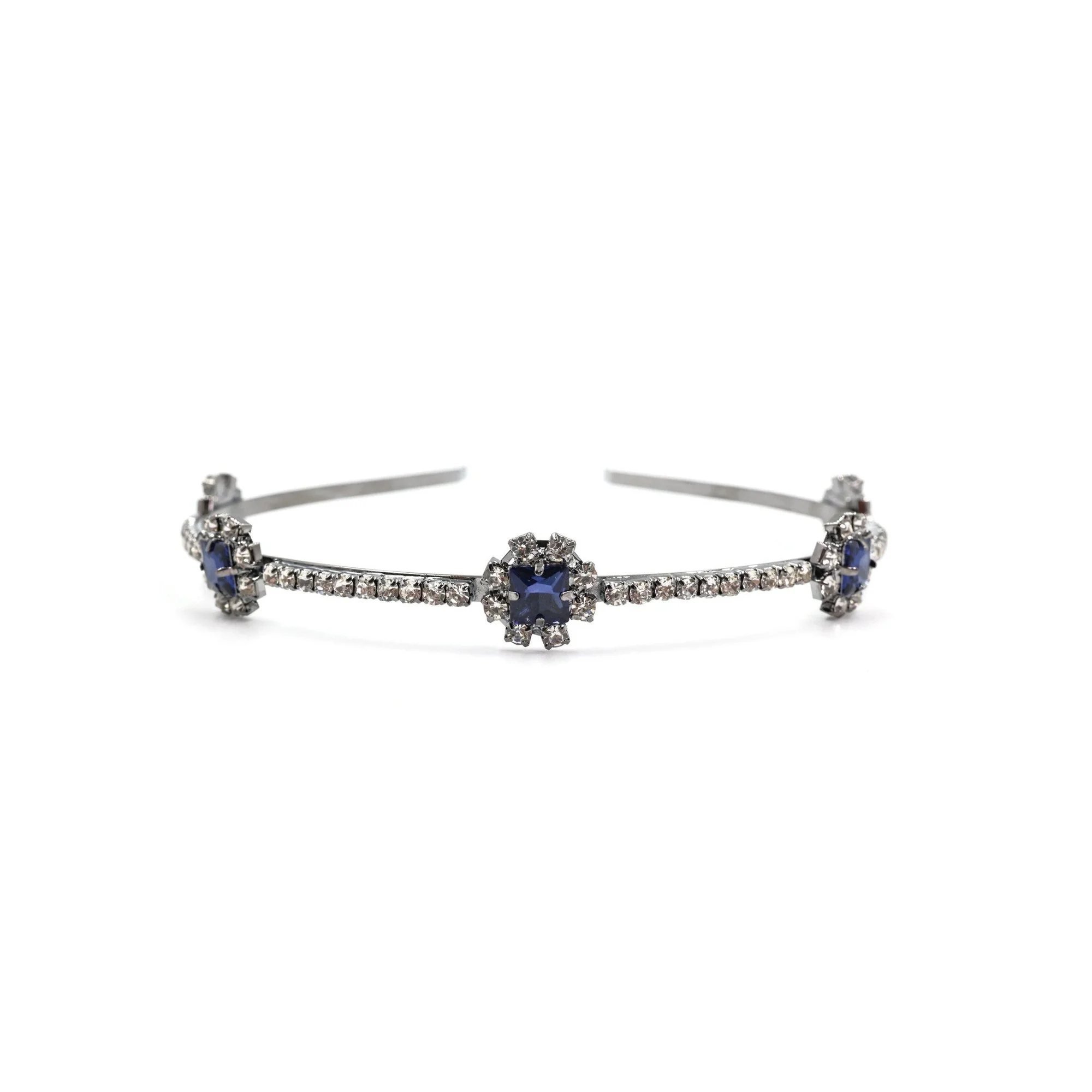 Royal Sapphire Tiara Crown in Blue and Silver | Royalty Crown Party or Bridal Hair Accessory - Image 3