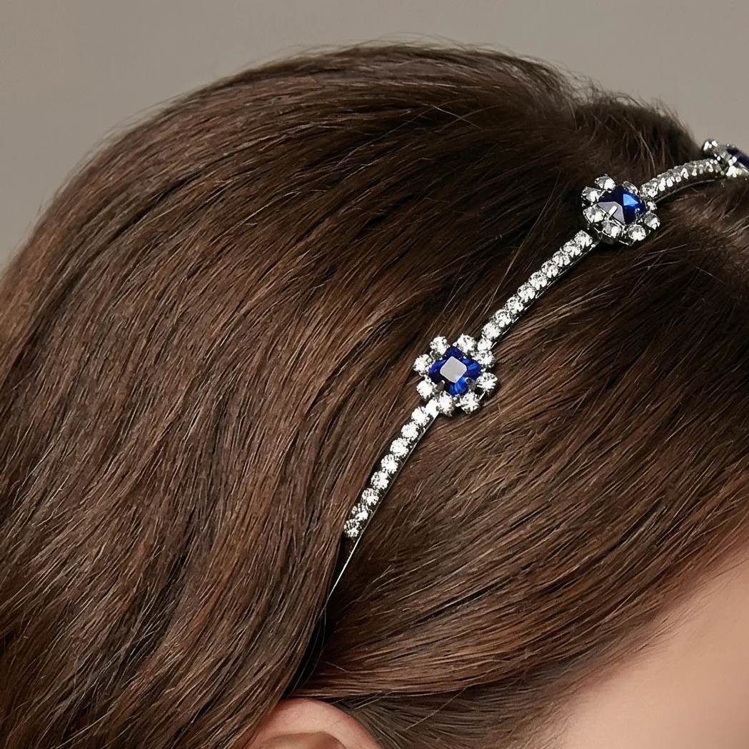 Royal Sapphire Tiara Crown in Blue and Silver | Royalty Crown Party or Bridal Hair Accessory - Image 8