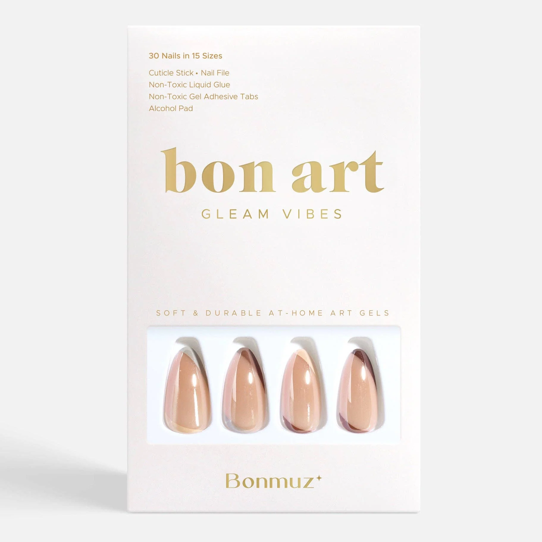 Nudeon Press-On Nails | Neutral Stiletto Nails with Modern Angled Accent | Reusable