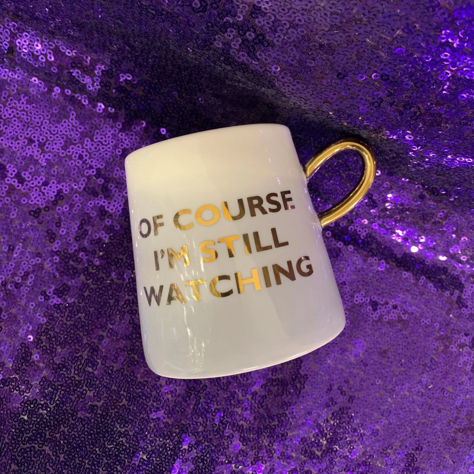 Of Course I'm Still Watching Netflix Themed Funny Tapered Mug | 11 oz | White and Blue Watercolor - Image 8