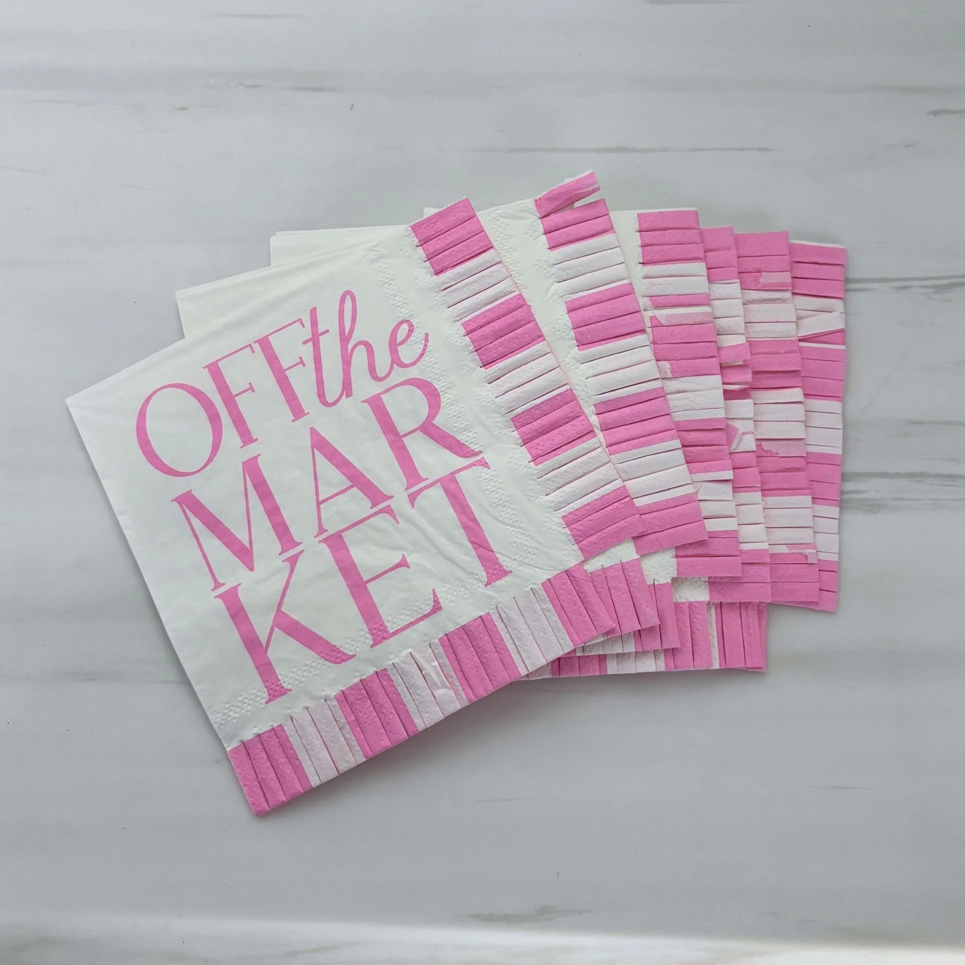 Off The Market Fringe Beverage Napkins | Party Cocktail Paper Napkin | 5" - Image 3