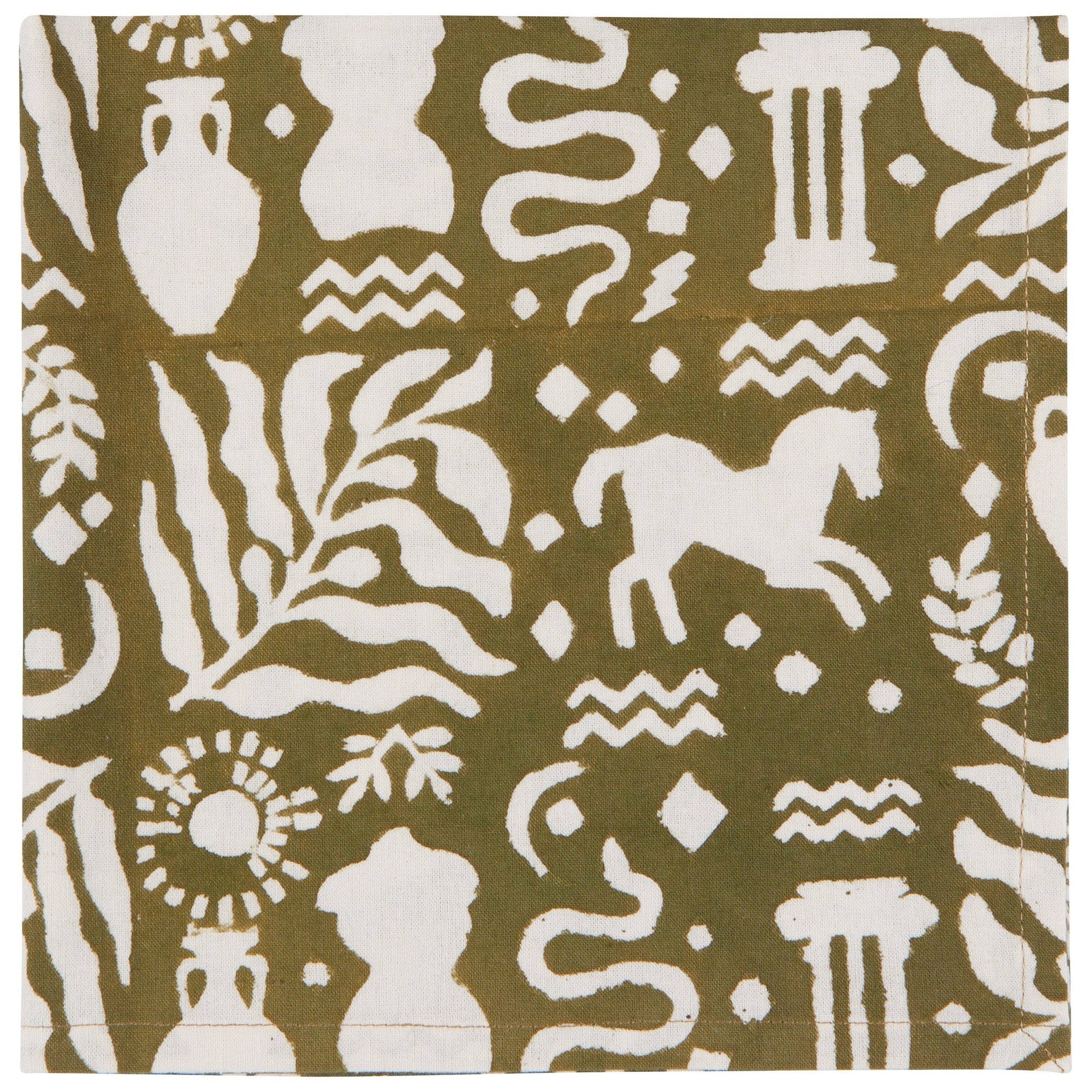 Set of 4 Olympus Block Print Napkins | Table Dinner Cloth Napkin | 18" x 18" - Image 3