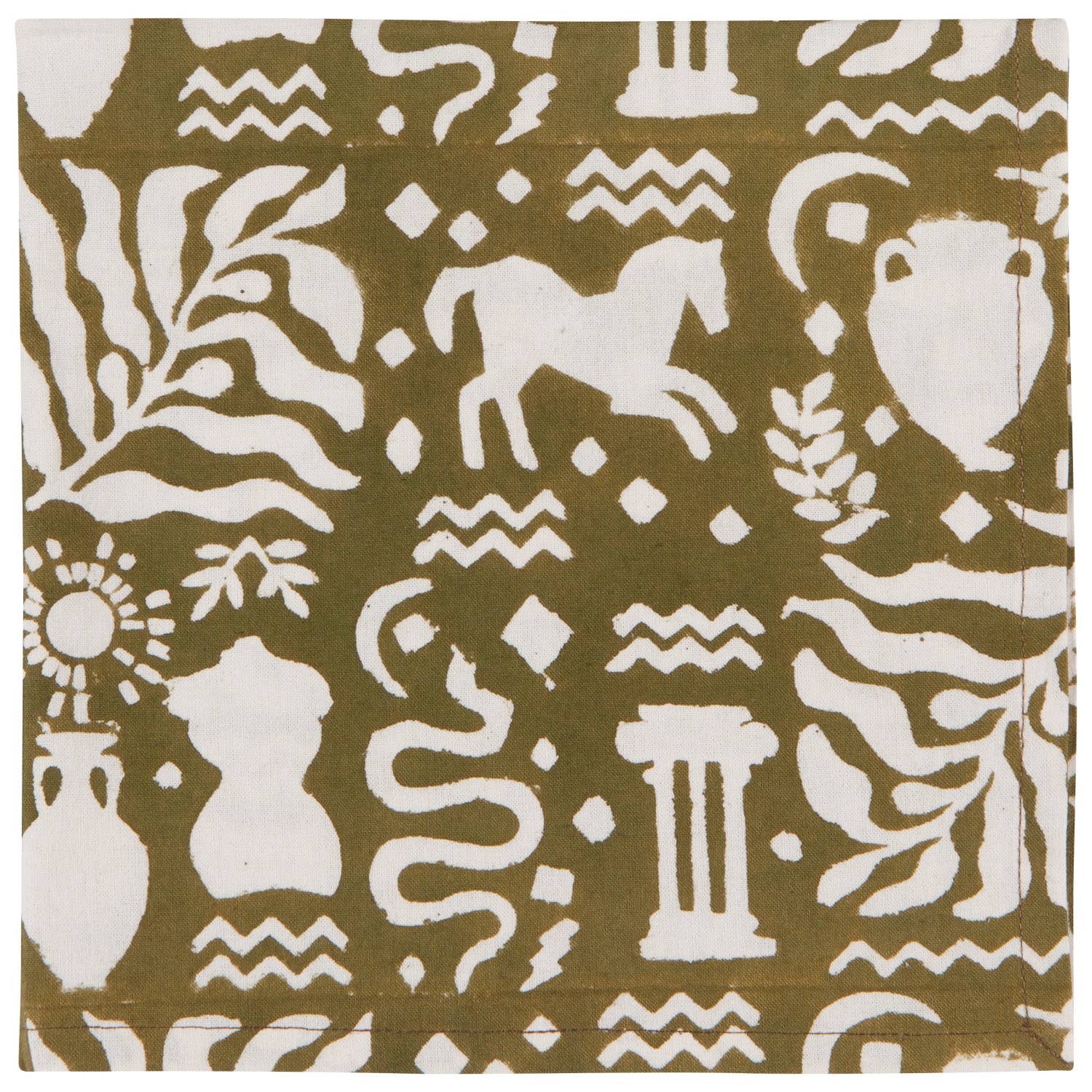Set of 4 Olympus Block Print Napkins | Table Dinner Cloth Napkin | 18" x 18" - Image 4