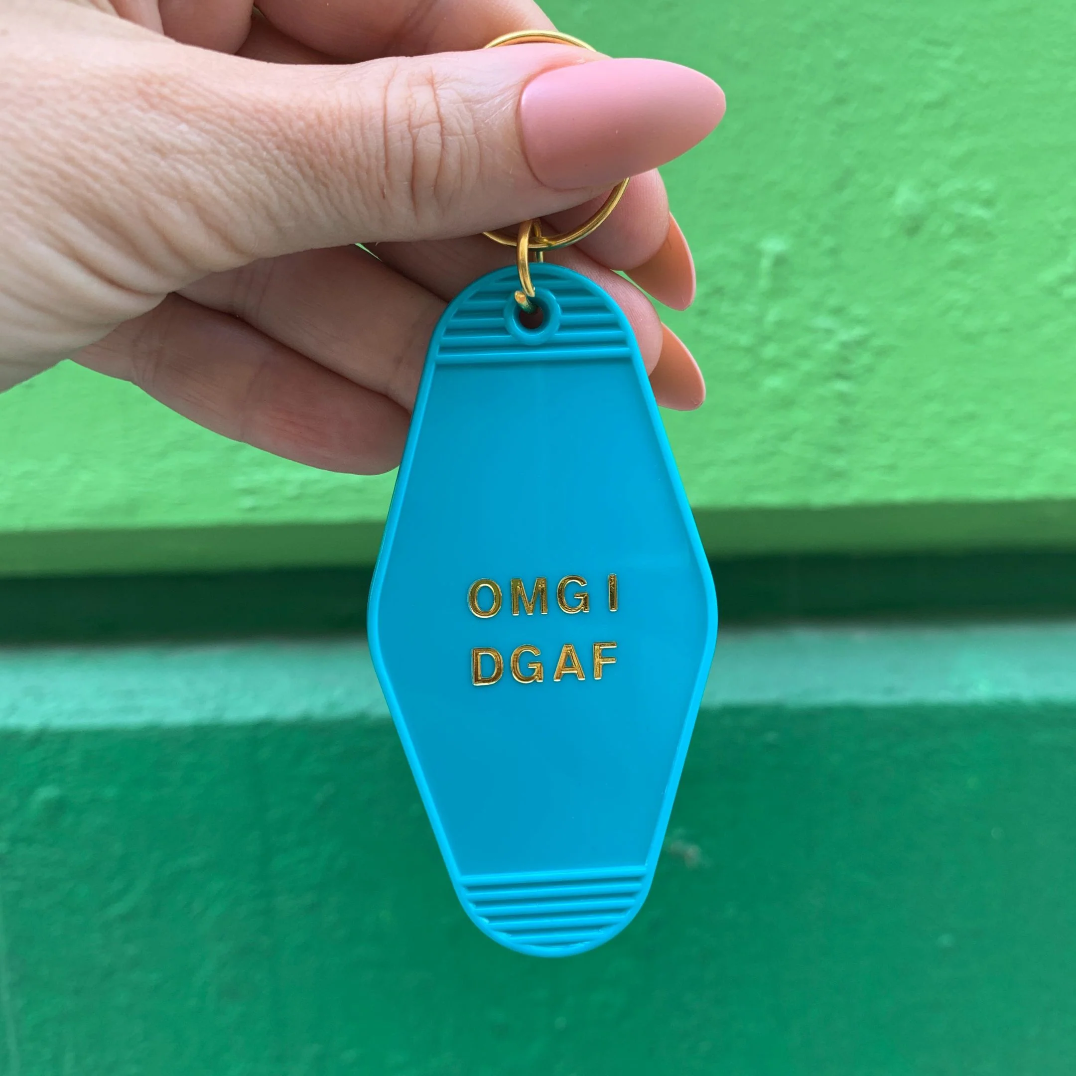 OMG I DGAF Motel Keychain in Aqua Blue - Image 6