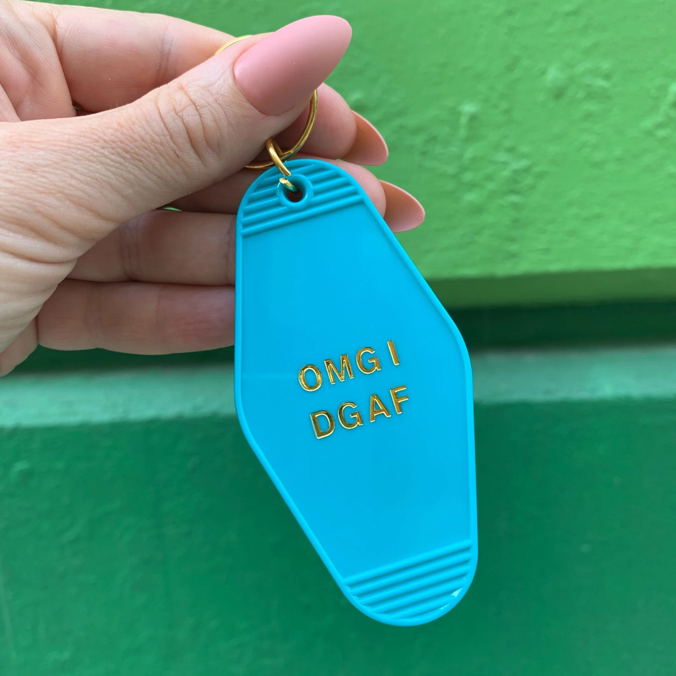 OMG I DGAF Motel Keychain in Aqua Blue - Image 7