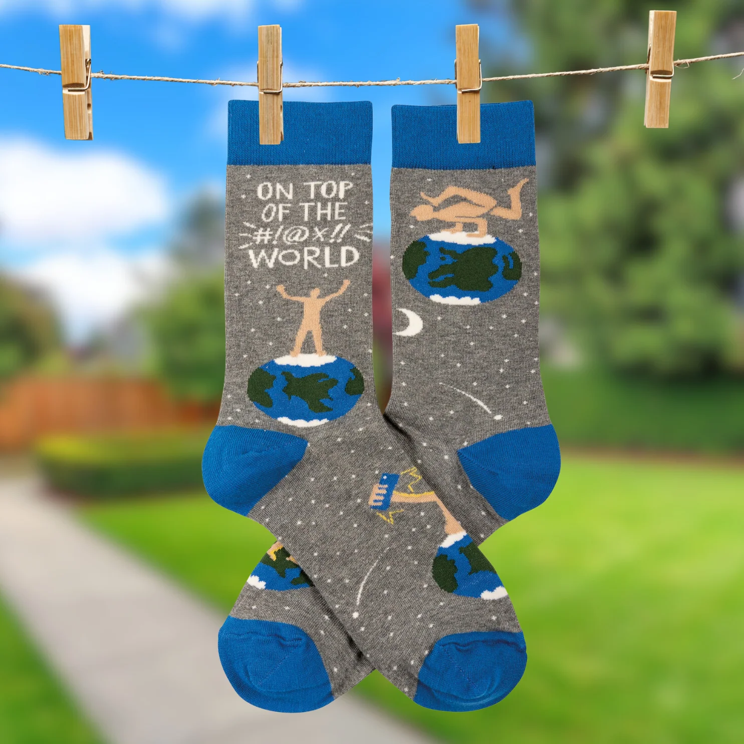 On Top Of The World Funny Novelty Socks with Nude Figure | Unisex - Image 6