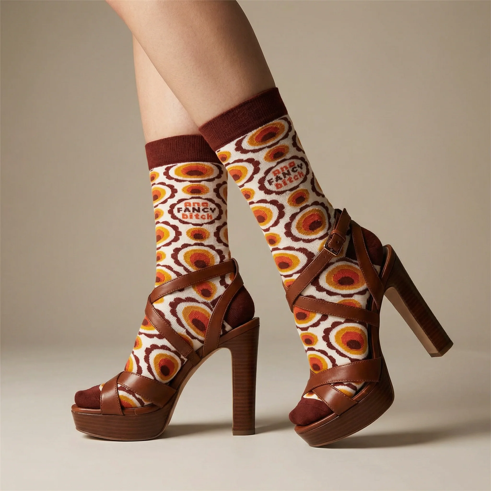 One Fancy Bitch Socks | Colorful Retro Pattern - Image 3