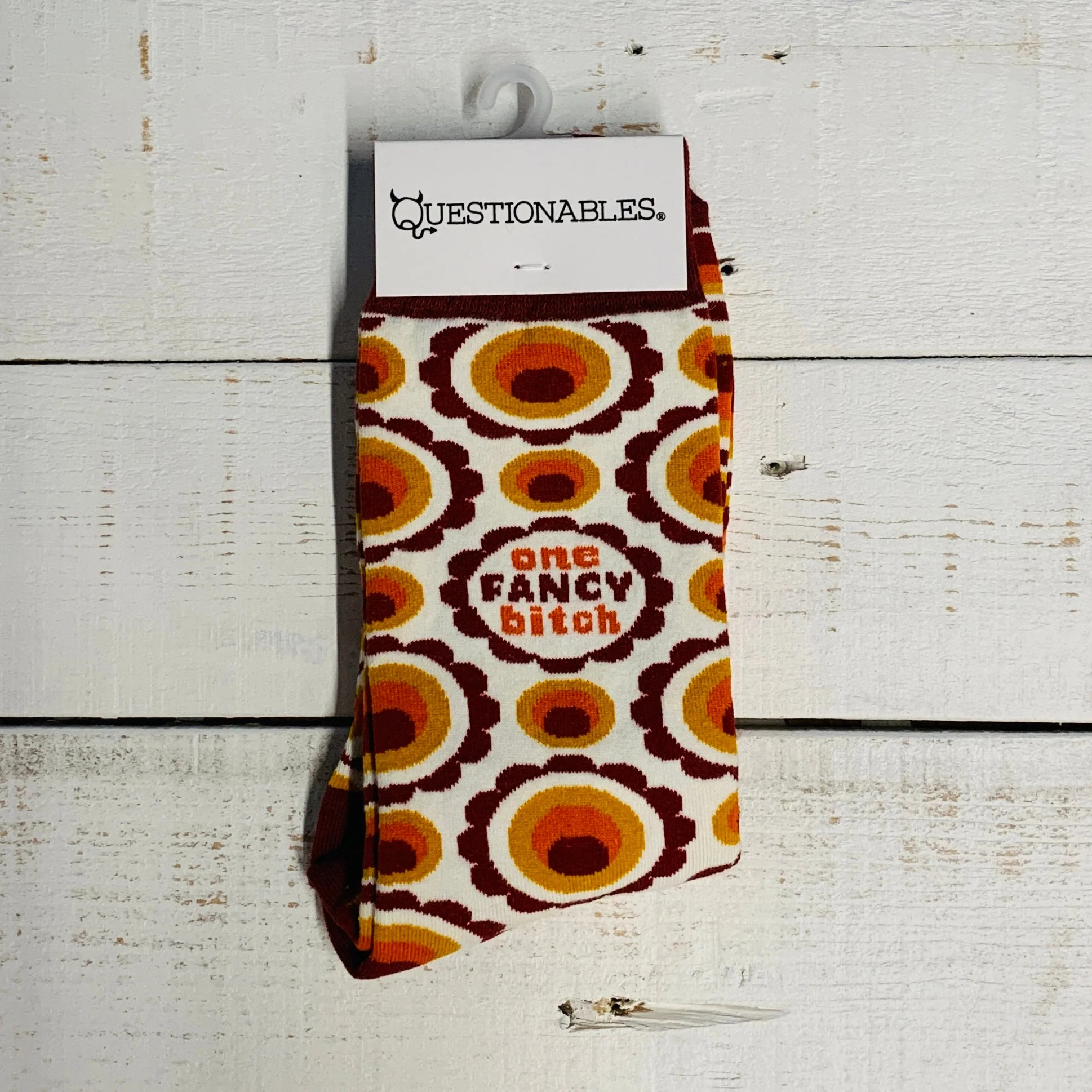 One Fancy Bitch Socks | Colorful Retro Pattern - Image 8