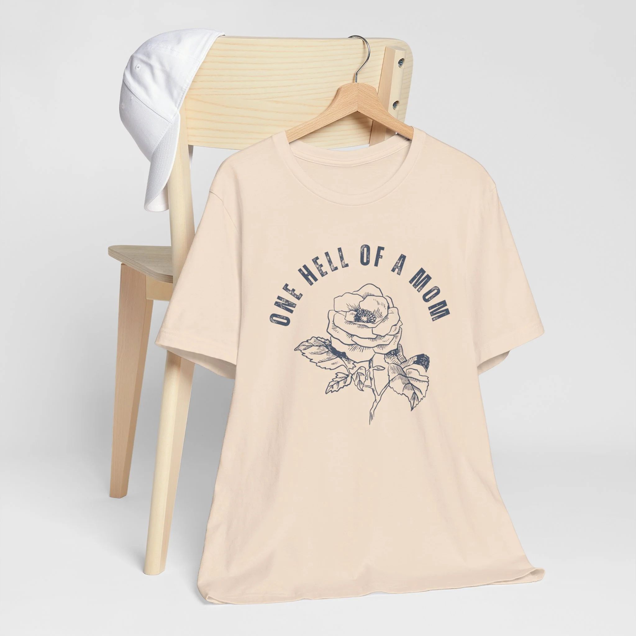 One Hell of a Mom Tattoo-Inspired Flower Rose Unisex Jersey Short Sleeve Tee