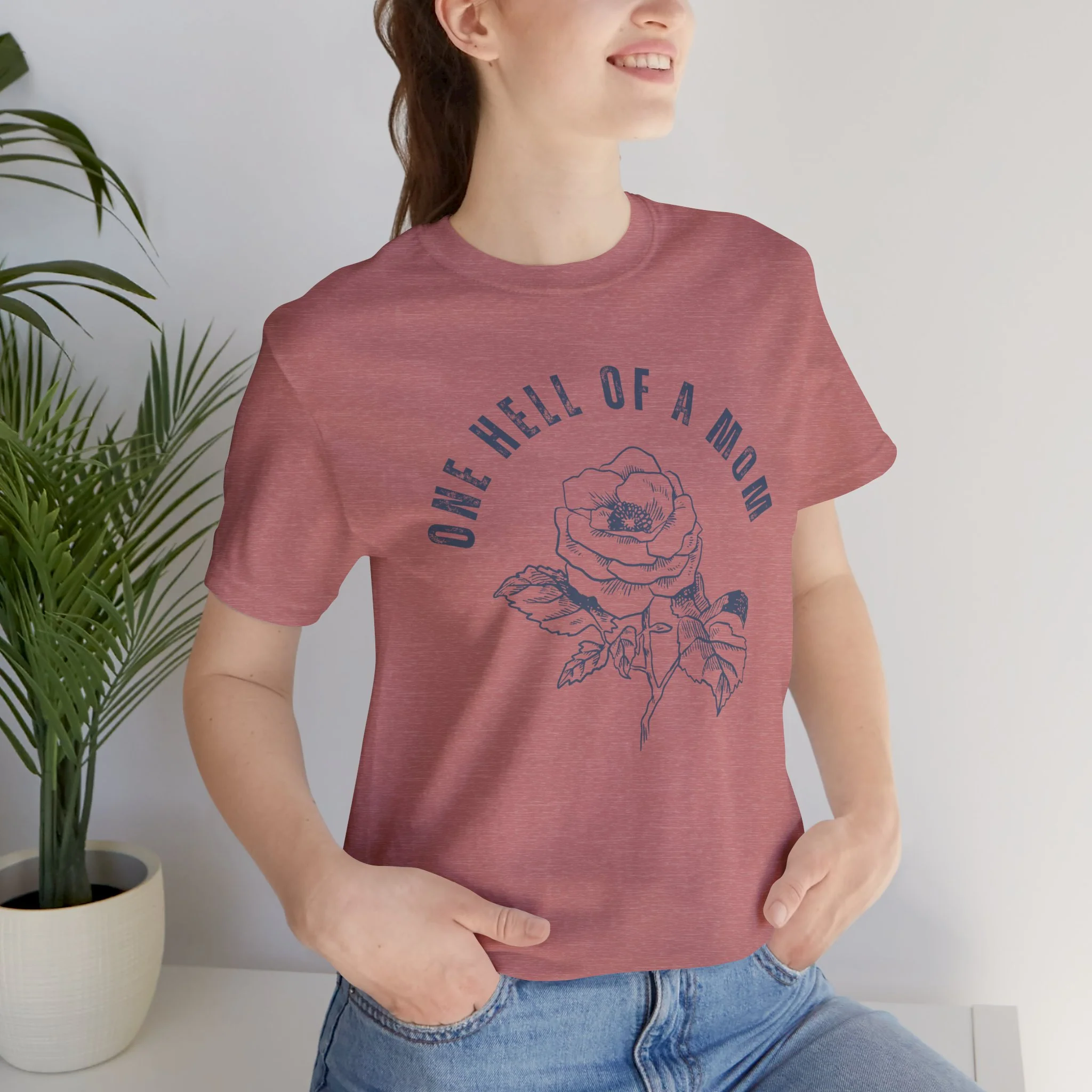 One Hell of a Mom Tattoo-Inspired Flower Rose Unisex Jersey Short Sleeve Tee - Image 11