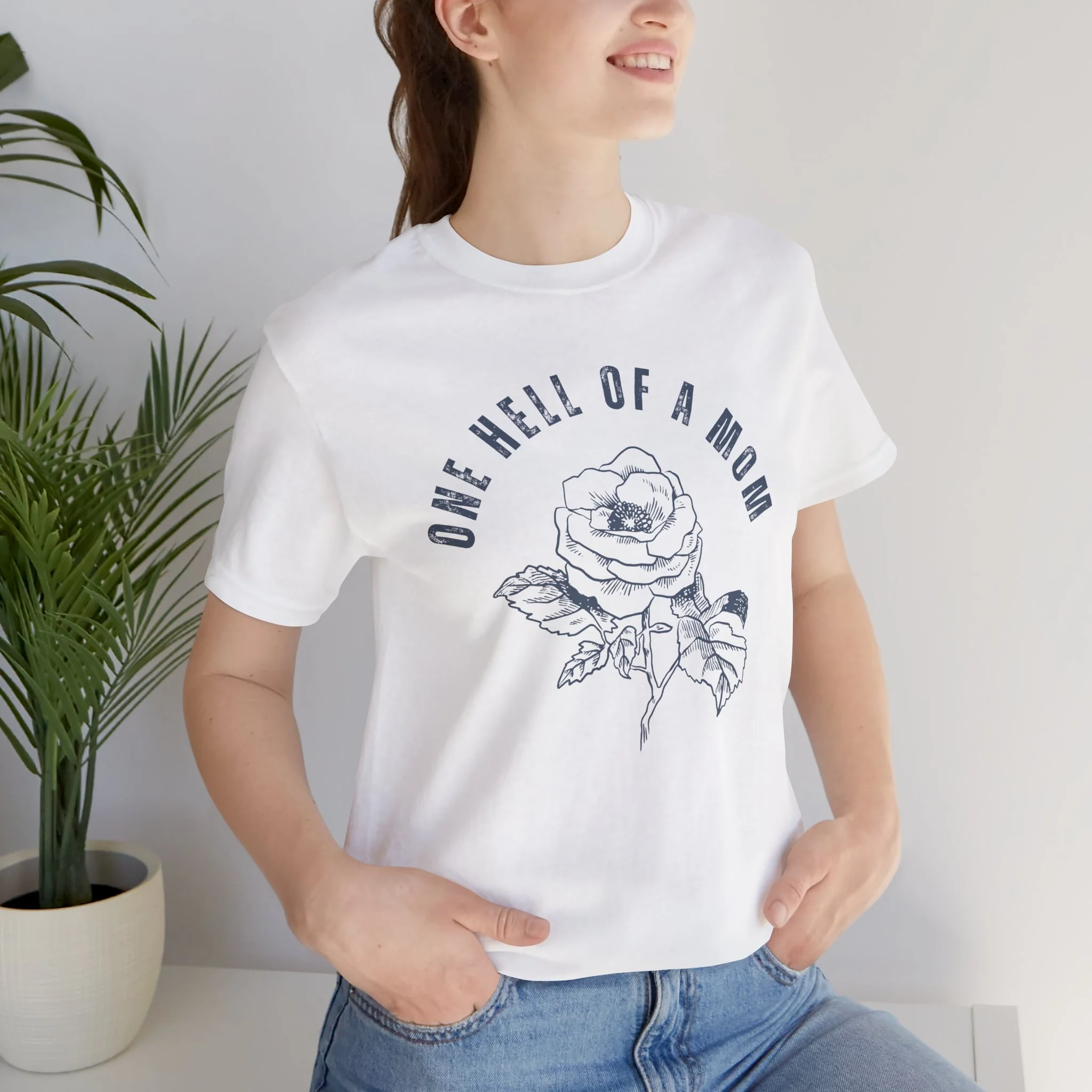 One Hell of a Mom Tattoo-Inspired Flower Rose Unisex Jersey Short Sleeve Tee - Image 13