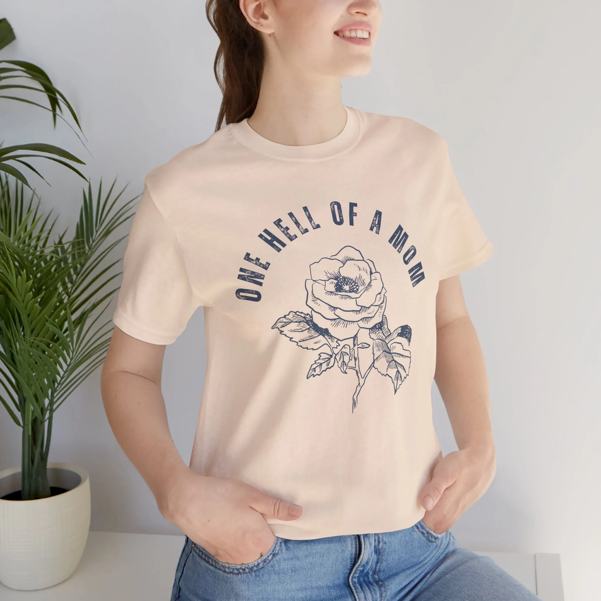 One Hell of a Mom Tattoo-Inspired Flower Rose Unisex Jersey Short Sleeve Tee - Image 6