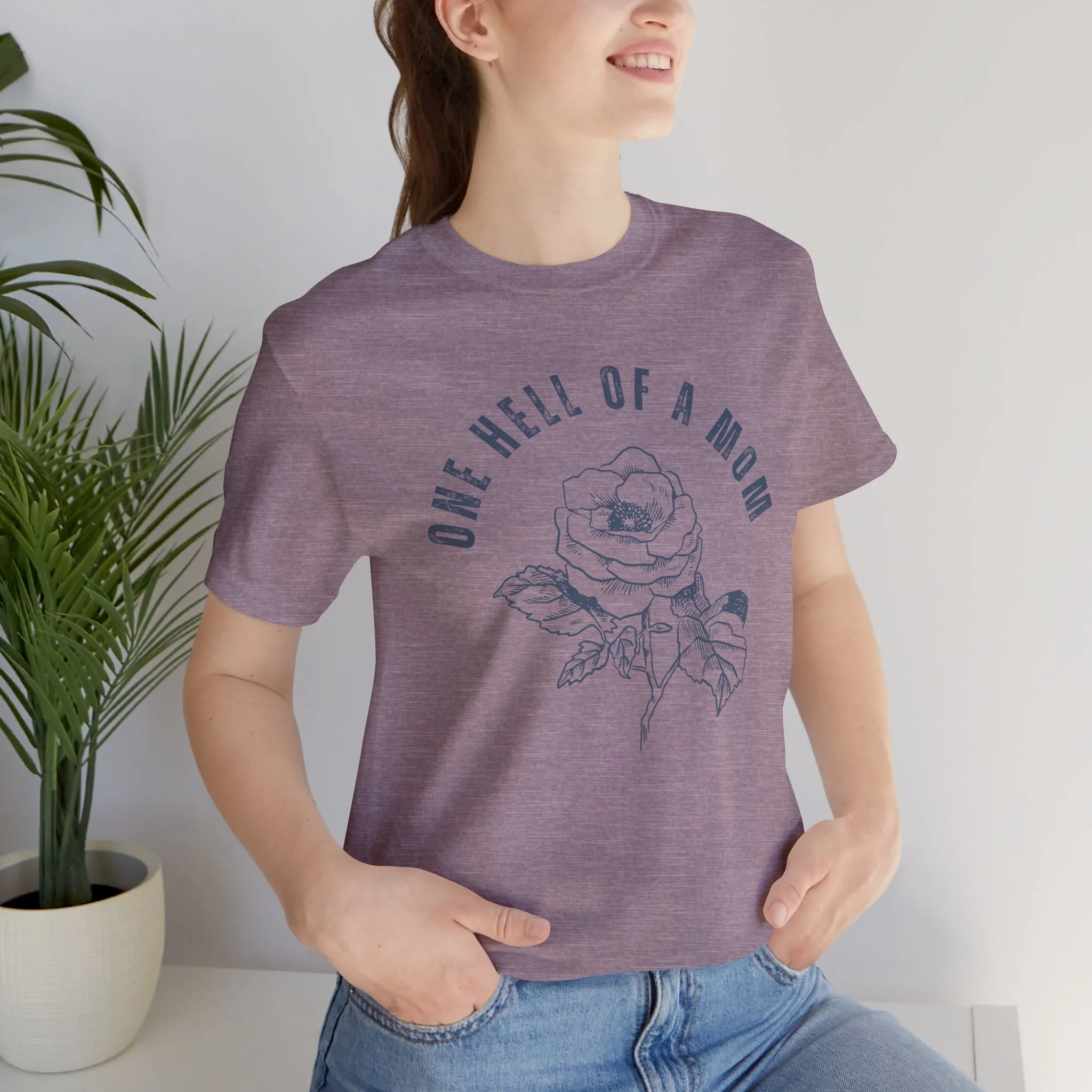 One Hell of a Mom Tattoo-Inspired Flower Rose Unisex Jersey Short Sleeve Tee - Image 9