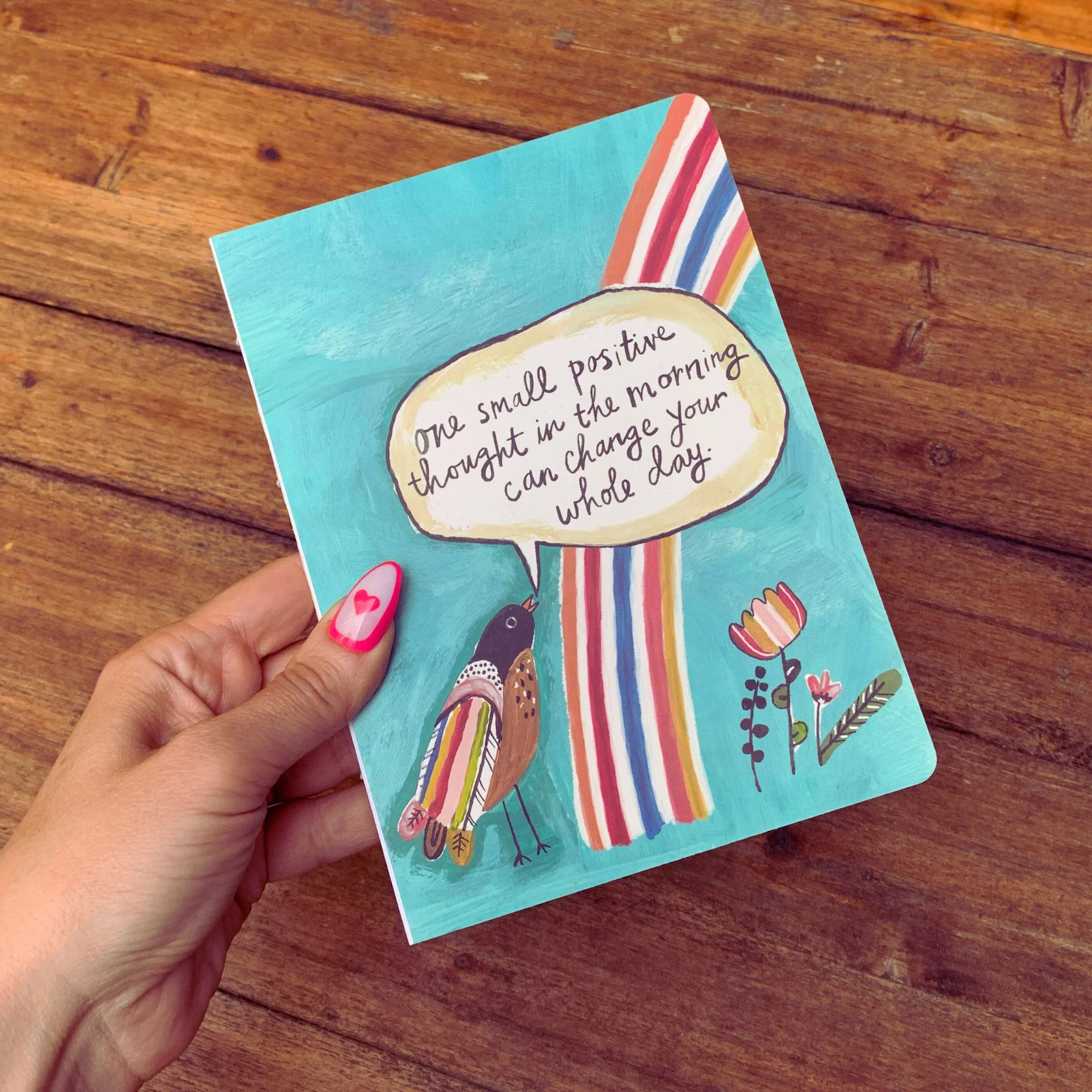 One Small Positive Thought Double-Sided Journal | Bird & Rainbow Design Notebook - Image 4