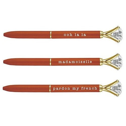 Ooh La La Orange Gem Pen Set of 6 | Giftable Quote Pens | Novelty Office Desk Supplies - Image 2