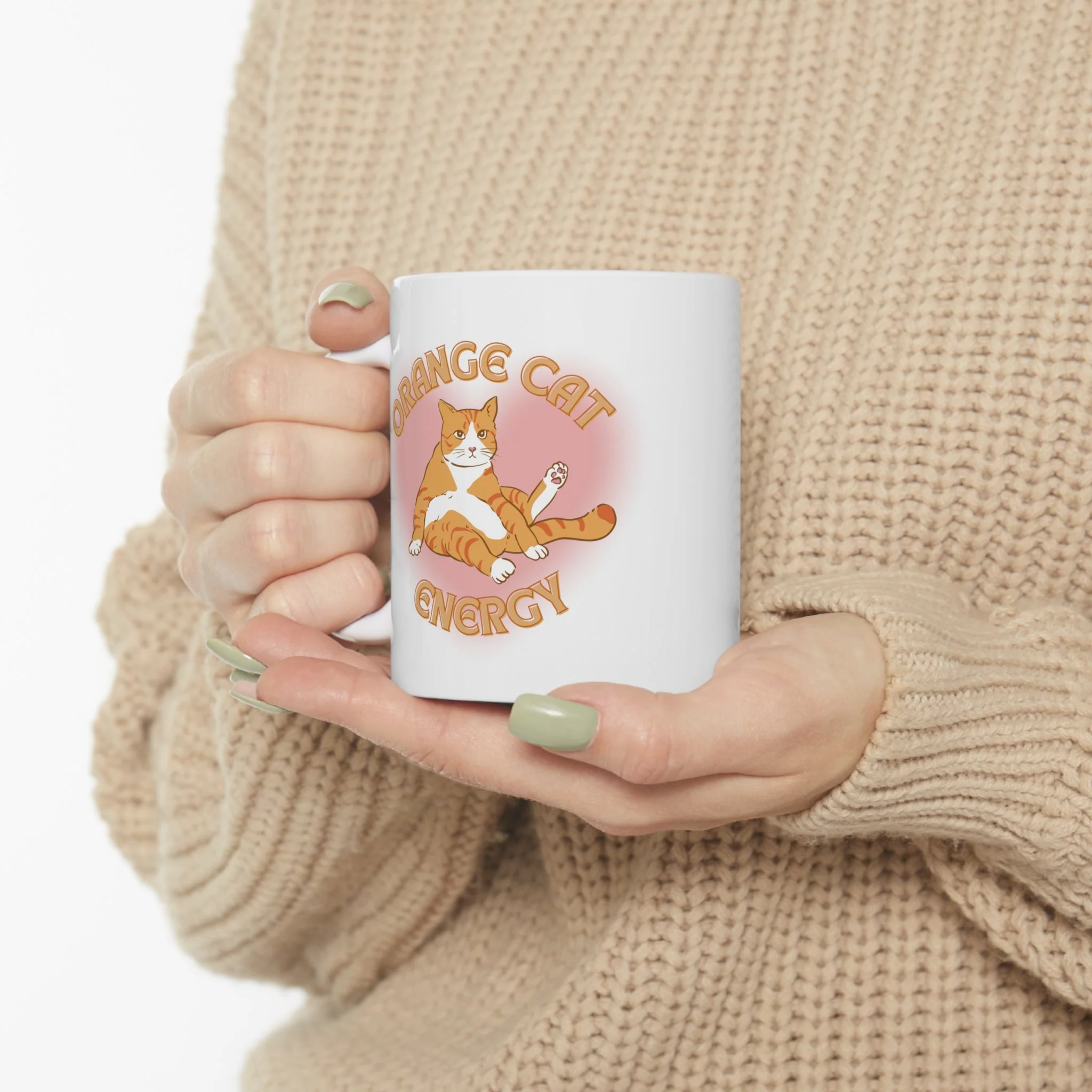 Orange Cat Energy Ceramic Mug 11oz - Image 7