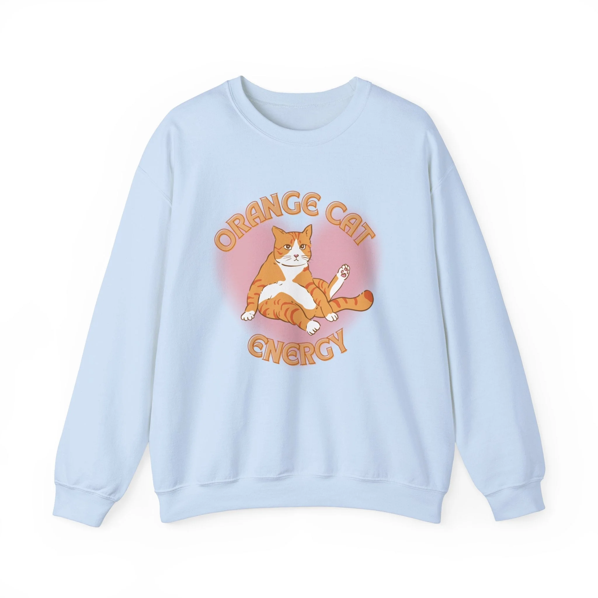 Orange Cat Energy Unisex Heavy Blend™ Crewneck Sweatshirt Sizes SM-5XL | Plus Size Available - Image 12