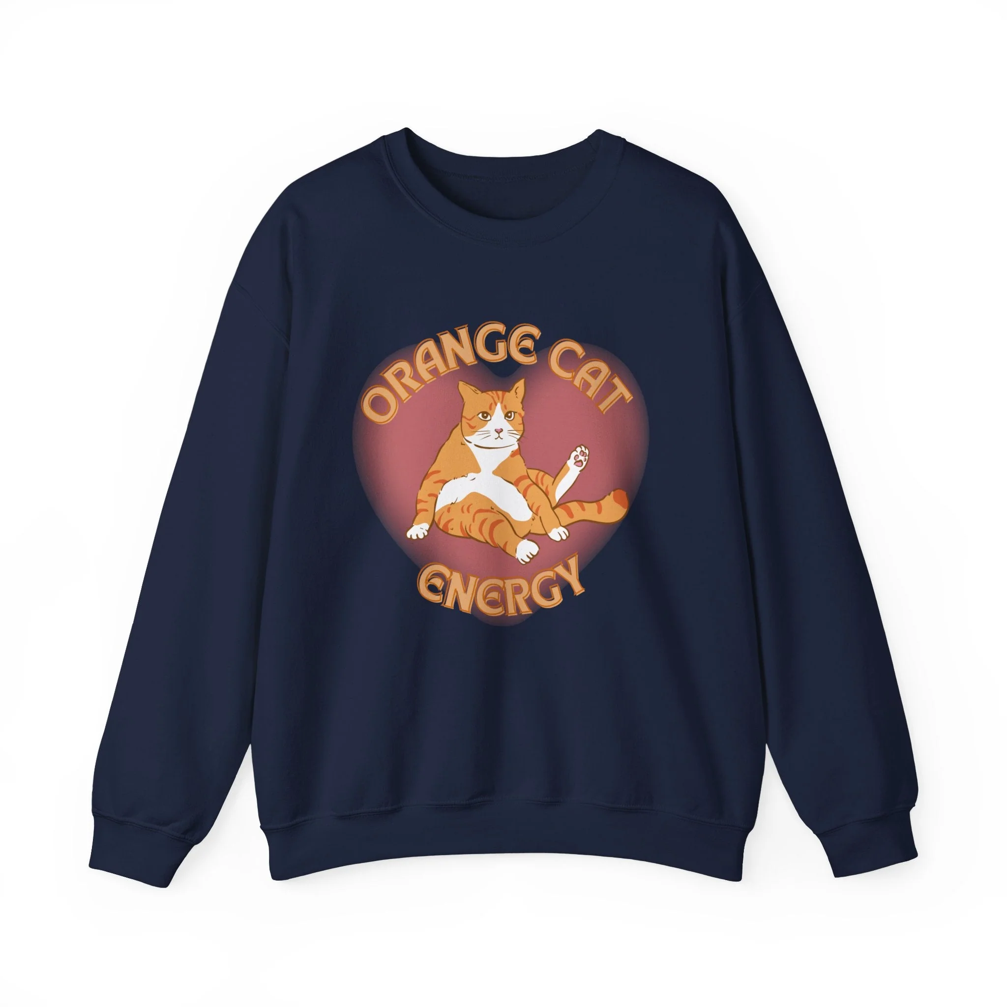 Orange Cat Energy Unisex Heavy Blend™ Crewneck Sweatshirt Sizes SM-5XL | Plus Size Available - Image 13
