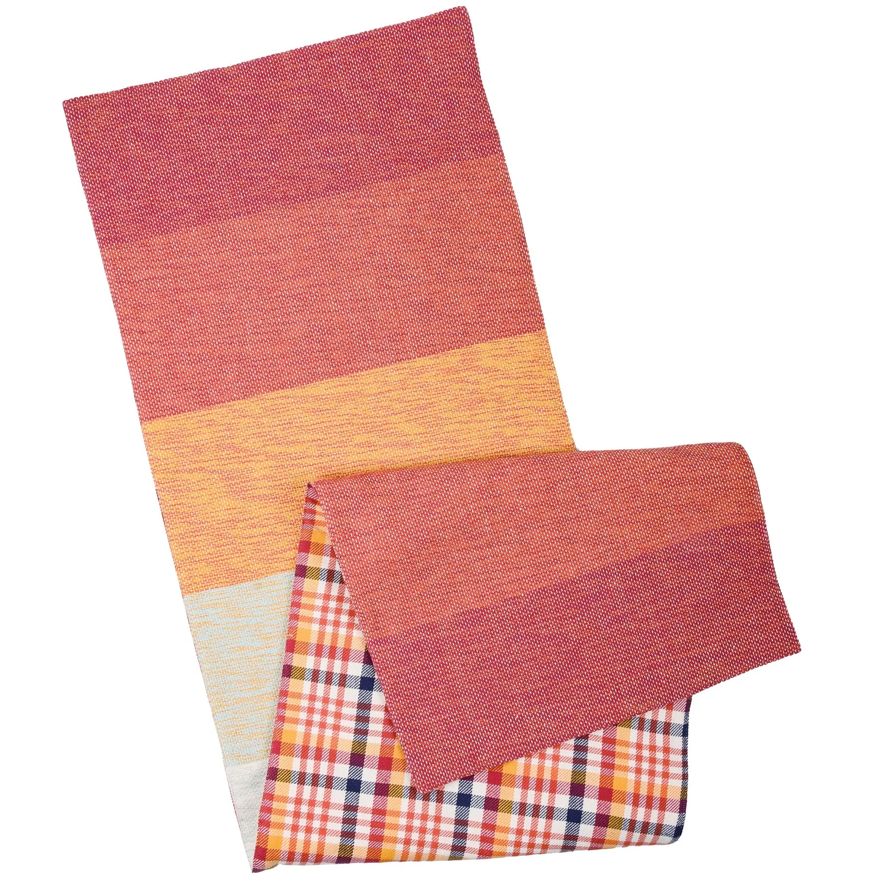 Orange Multi Plaid Table Runner | Double-sided Checkered Stripe Cotton Mat | 56" x 15" - Image 3