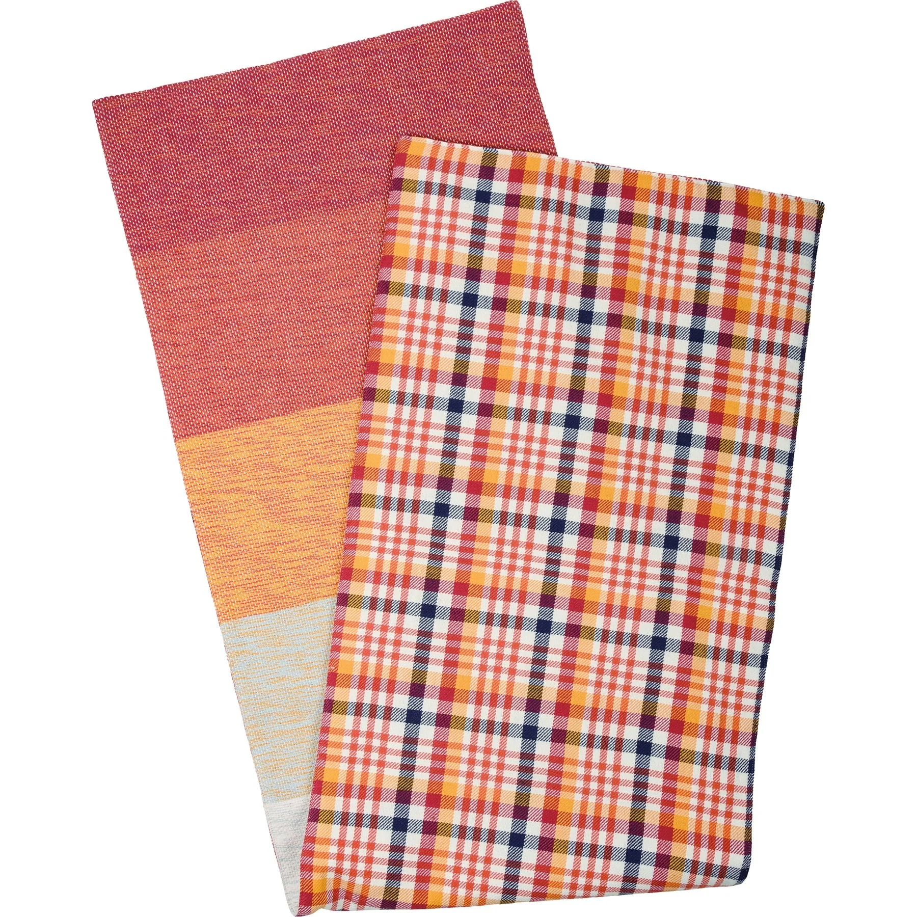 Orange Multi Plaid Table Runner | Double-sided Checkered Stripe Cotton Mat | 56" x 15" - Image 4