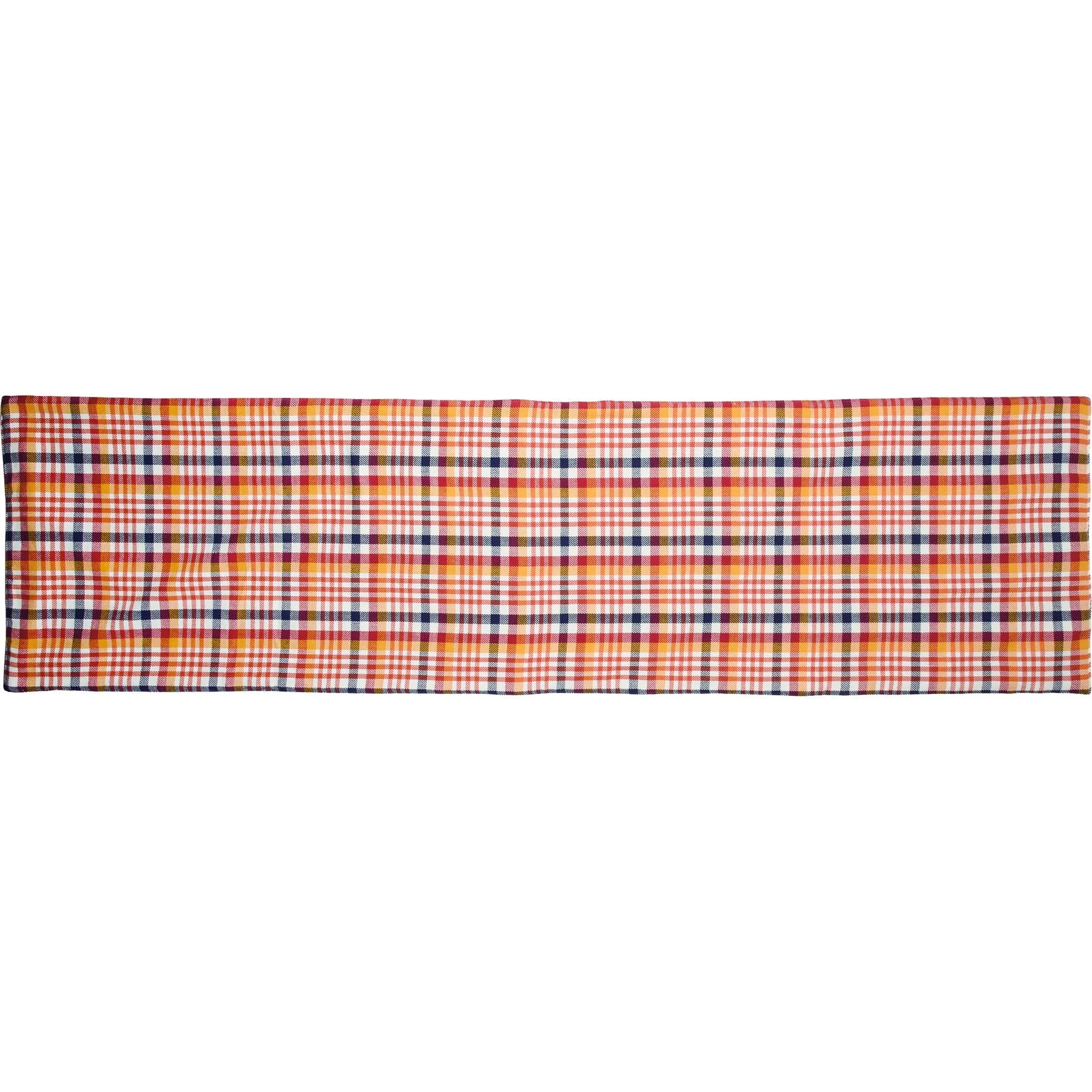 Orange Multi Plaid Table Runner | Double-sided Checkered Stripe Cotton Mat | 56" x 15" - Image 5