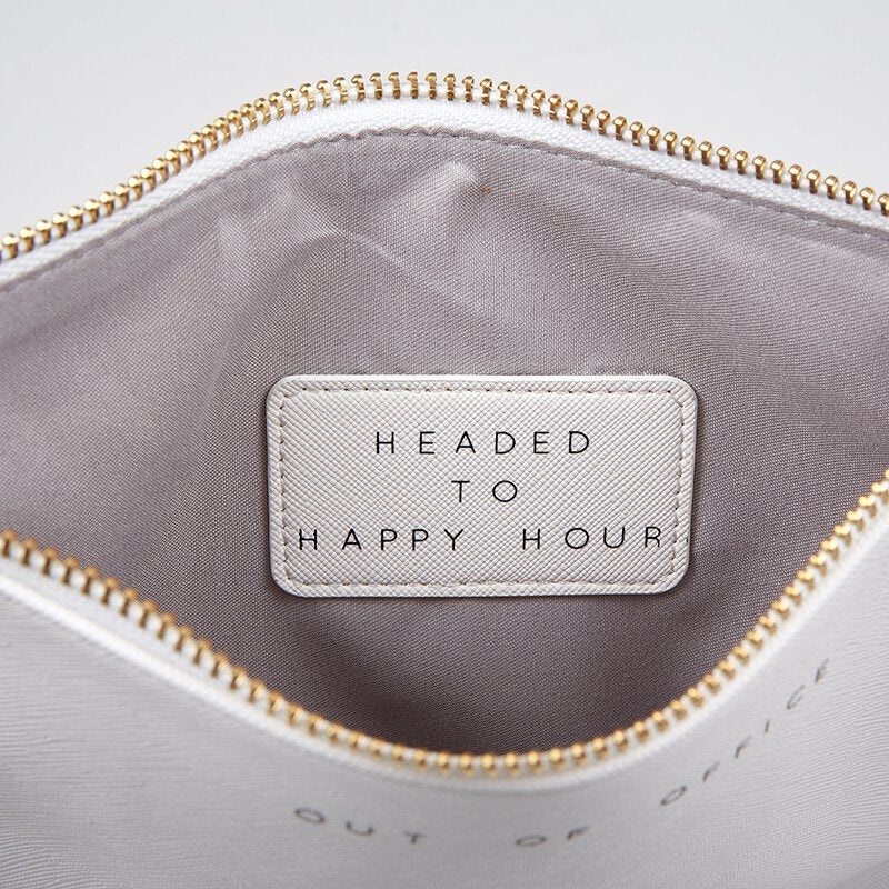 Out Of Office White Fashion Wristlet | 9.45" x 6.5" | Secret Message Inside - Image 3