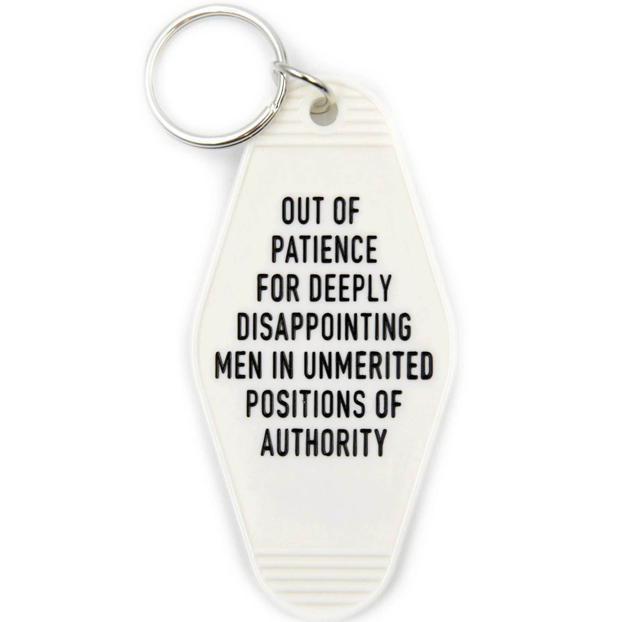 Out of Patience for Deeply Disappointing Men Motel Style Keychain in White - Image 2