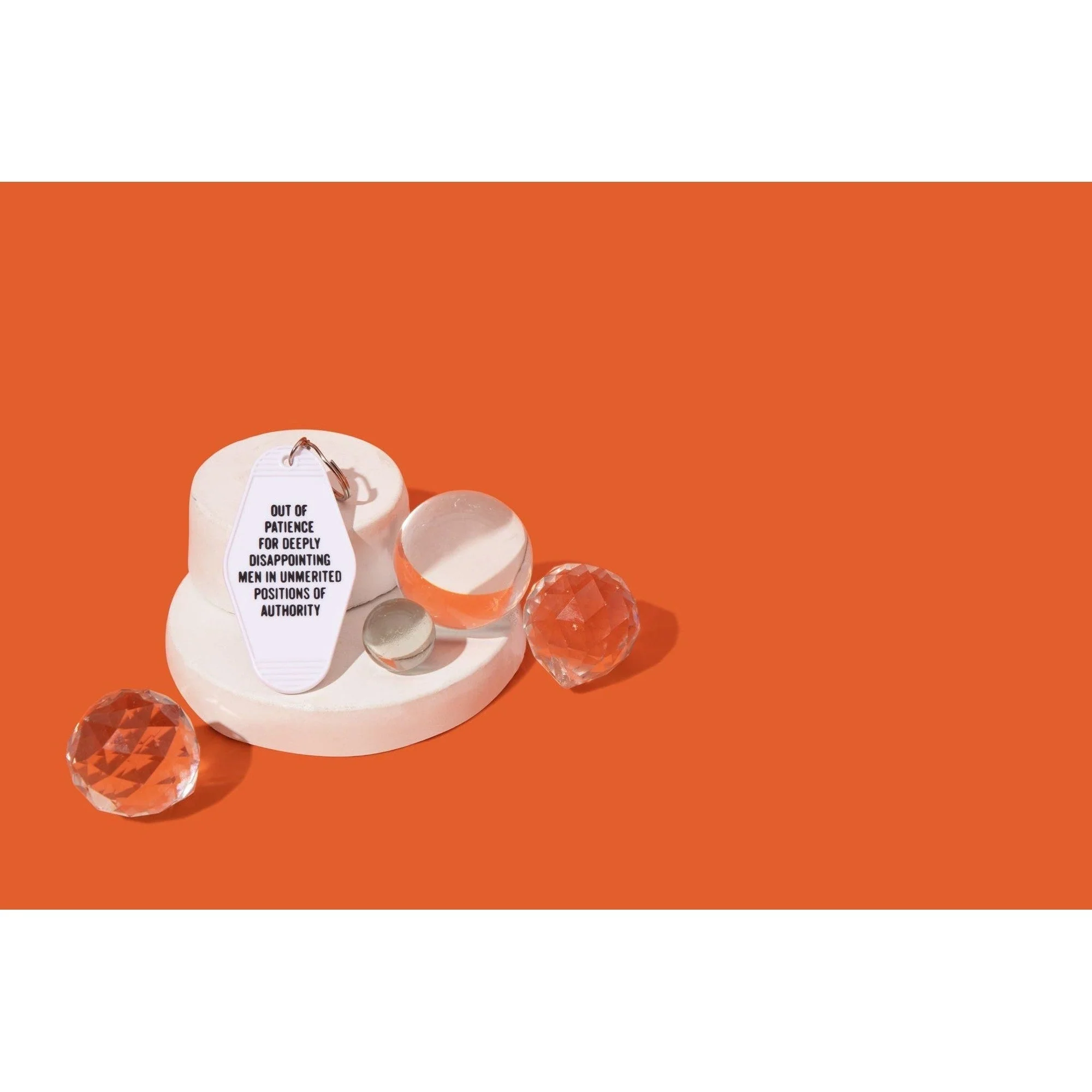 Out of Patience for Deeply Disappointing Men Motel Style Keychain in White - Image 4