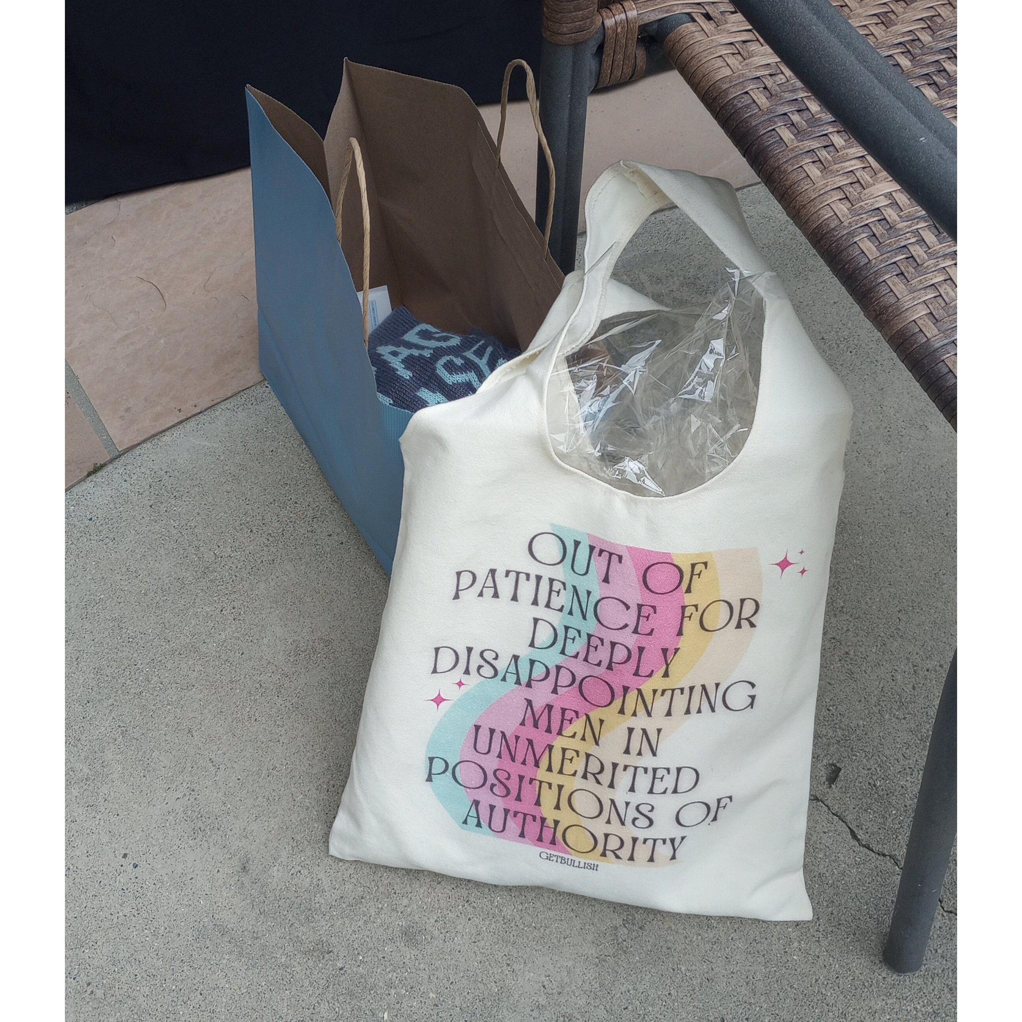 Out of Patience for Deeply Disappointing Men Slouchy Canvas Tote in Natural - Image 13