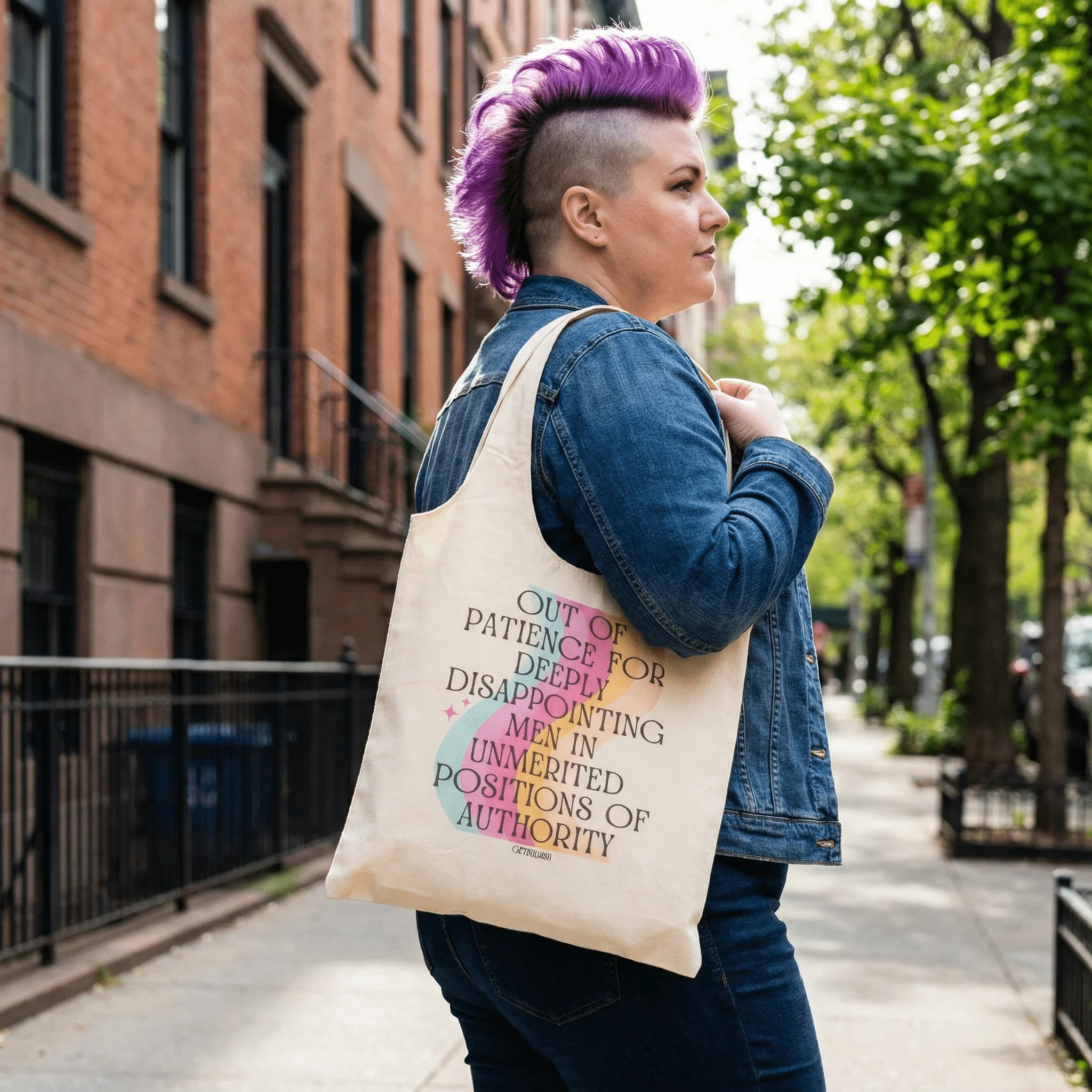 Out of Patience for Deeply Disappointing Men Slouchy Canvas Tote in Natural - Image 2