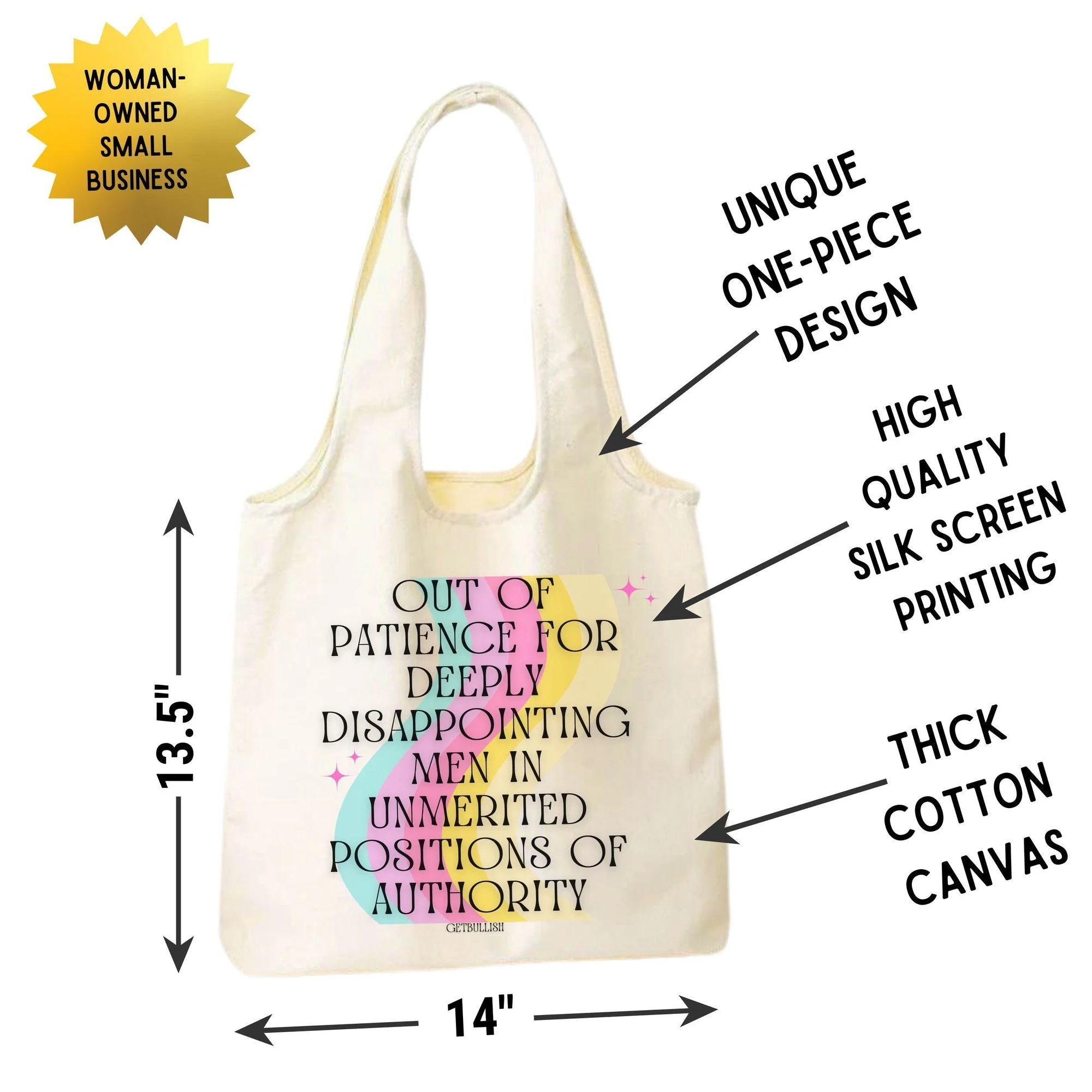 Out of Patience for Deeply Disappointing Men Slouchy Canvas Tote in Natural - Image 6