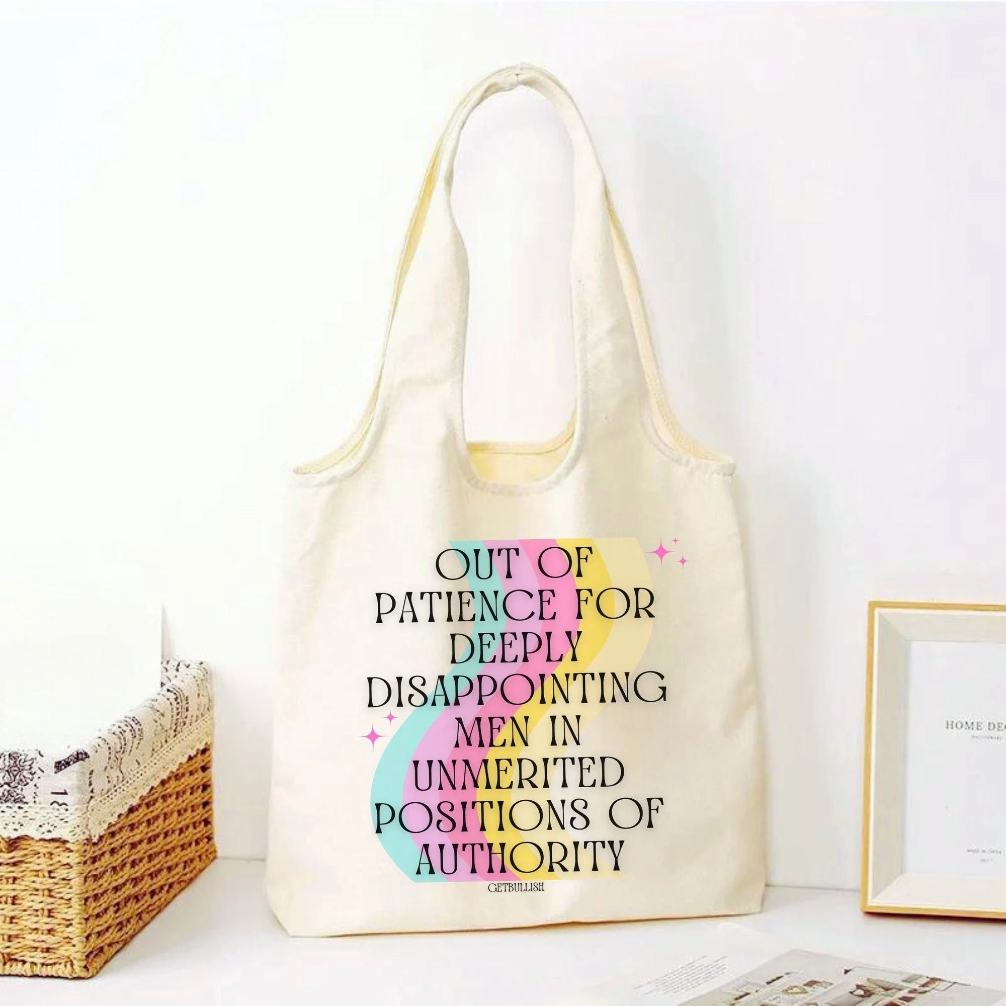 Out of Patience for Deeply Disappointing Men Slouchy Canvas Tote in Natural - Image 7