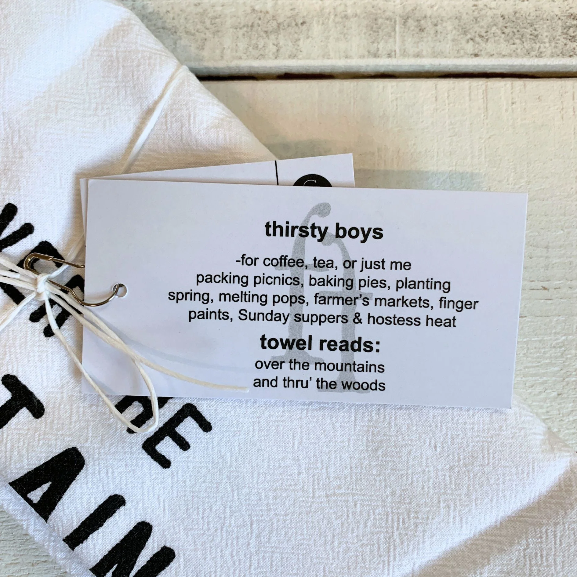 Over The Mountains Tea Towel Thirsty Boy Dish Towel | Cotton Flour Sack Kitchen Towel | 30" x 30" - Image 4